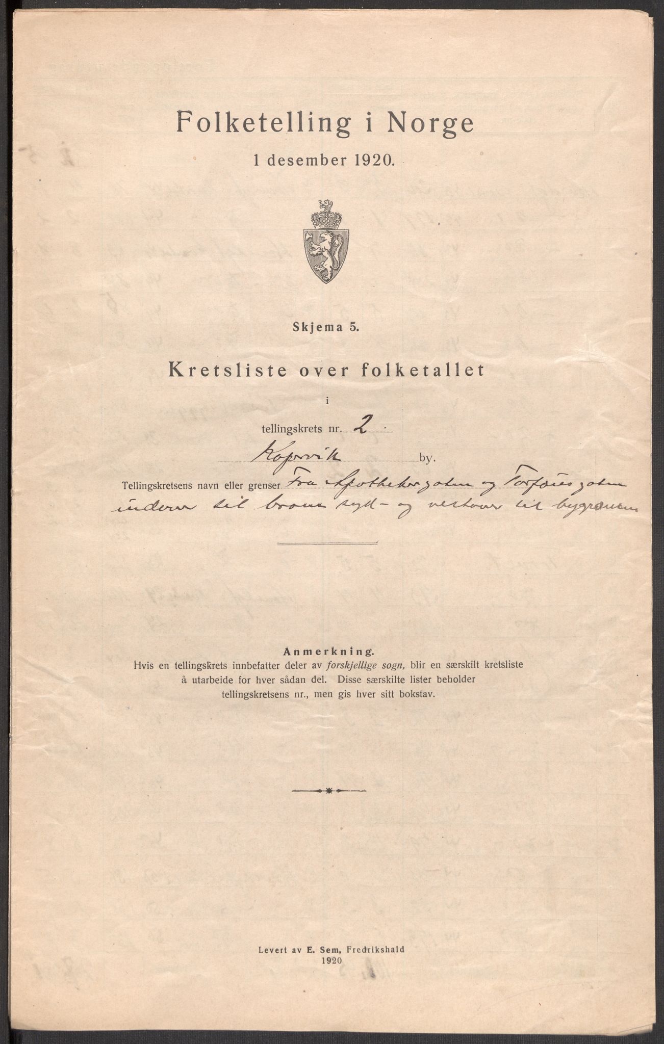 SAST, Folketelling 1920 for 1105 Kopervik ladested, 1920, s. 10