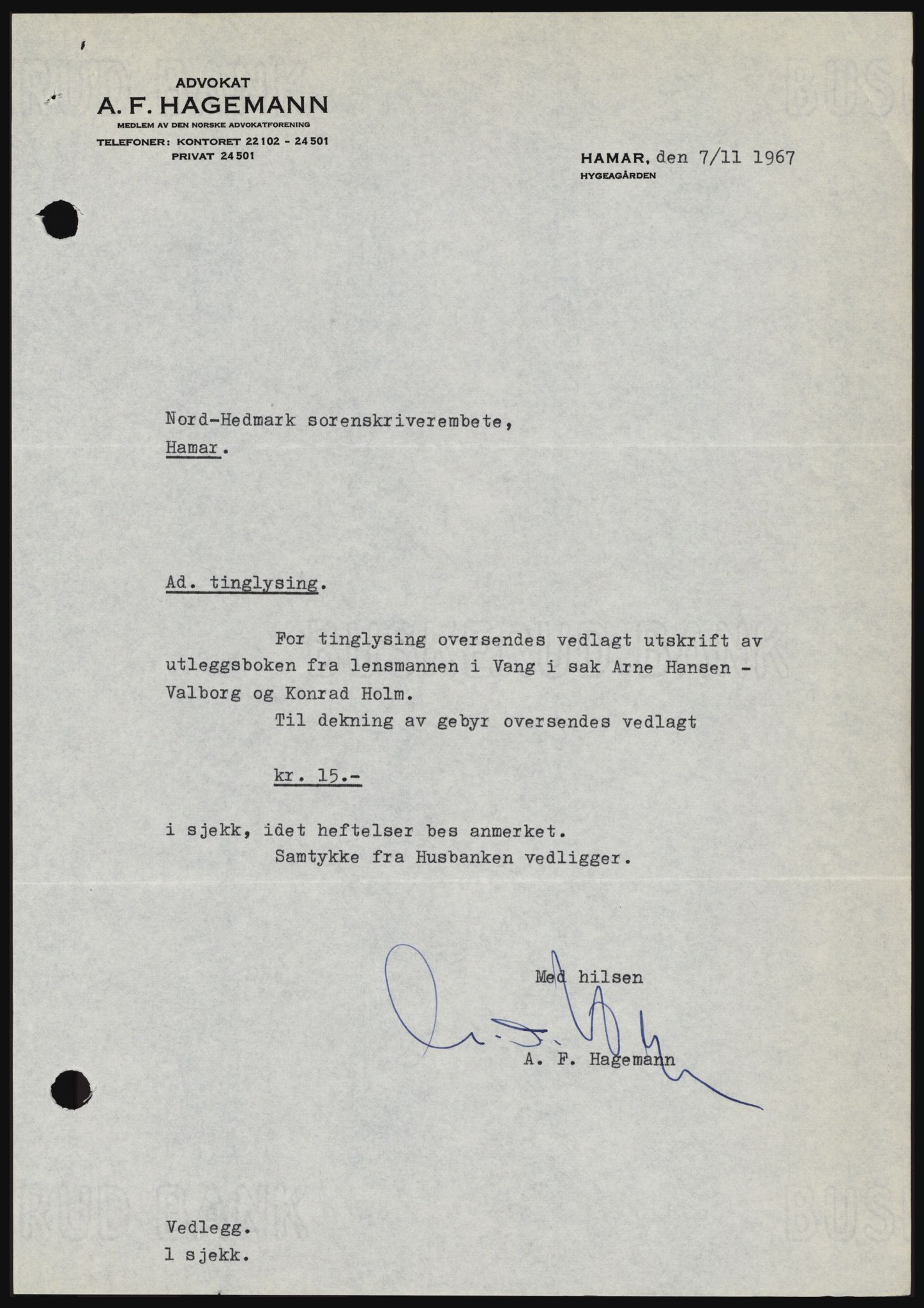 Nord-Hedmark sorenskriveri, SAH/TING-012/H/Hc/L0027: Pantebok nr. 27, 1967-1968, Dagboknr: 5608/1967