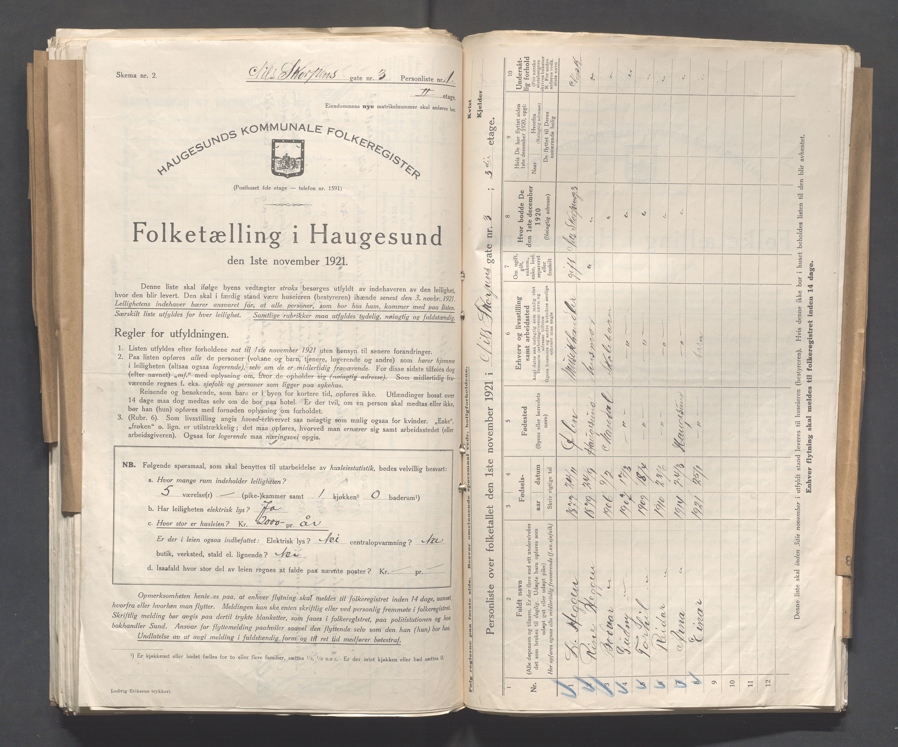 IKAR, Kommunal folketelling 1.11.1921 for Haugesund, 1921, s. 3147