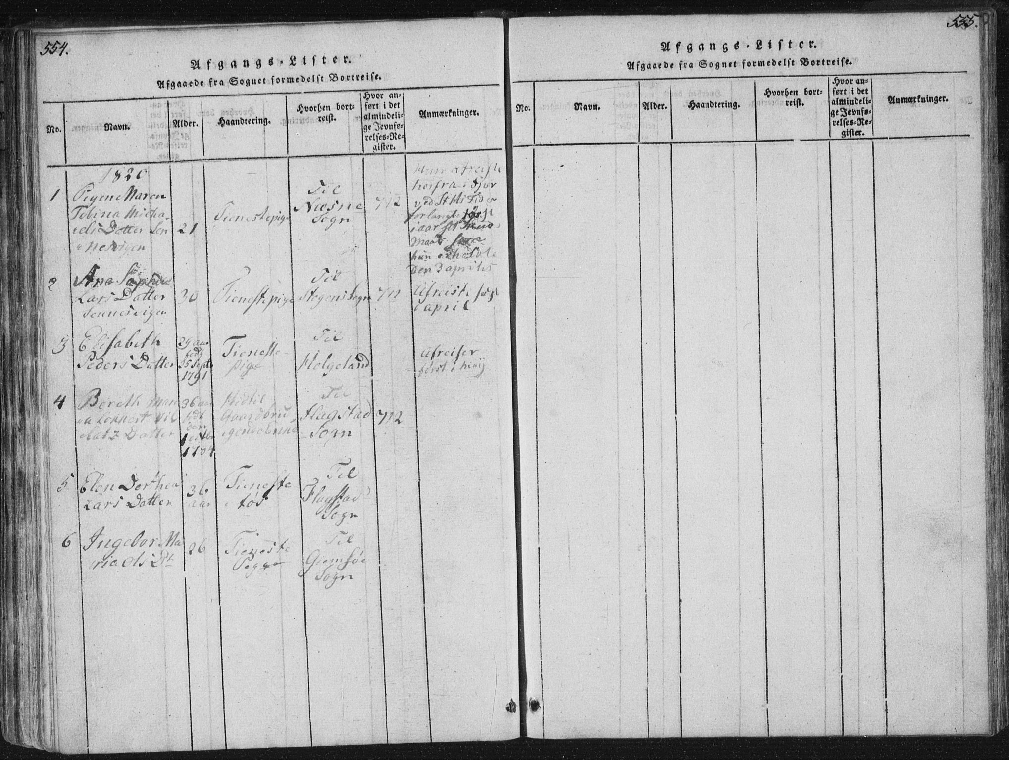 Ministerialprotokoller, klokkerbøker og fødselsregistre - Nordland, SAT/A-1459/881/L1164: Klokkerbok nr. 881C01, 1818-1853, s. 554-555