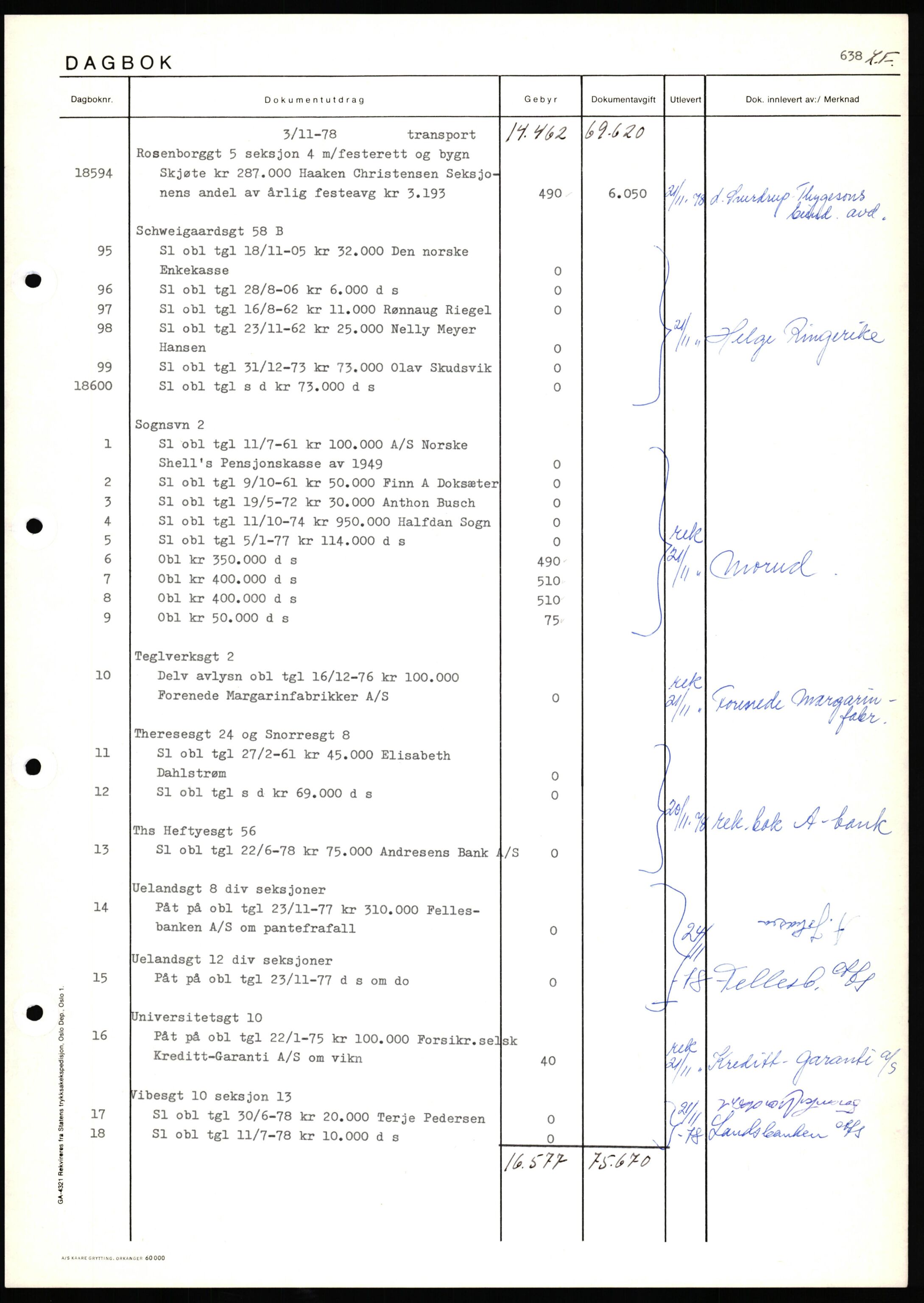 Oslo byskriverembete, AV/SAO-A-10227/1/G/Gh/Ghd/L0028: Panteregister nr. 28, 1978-1979