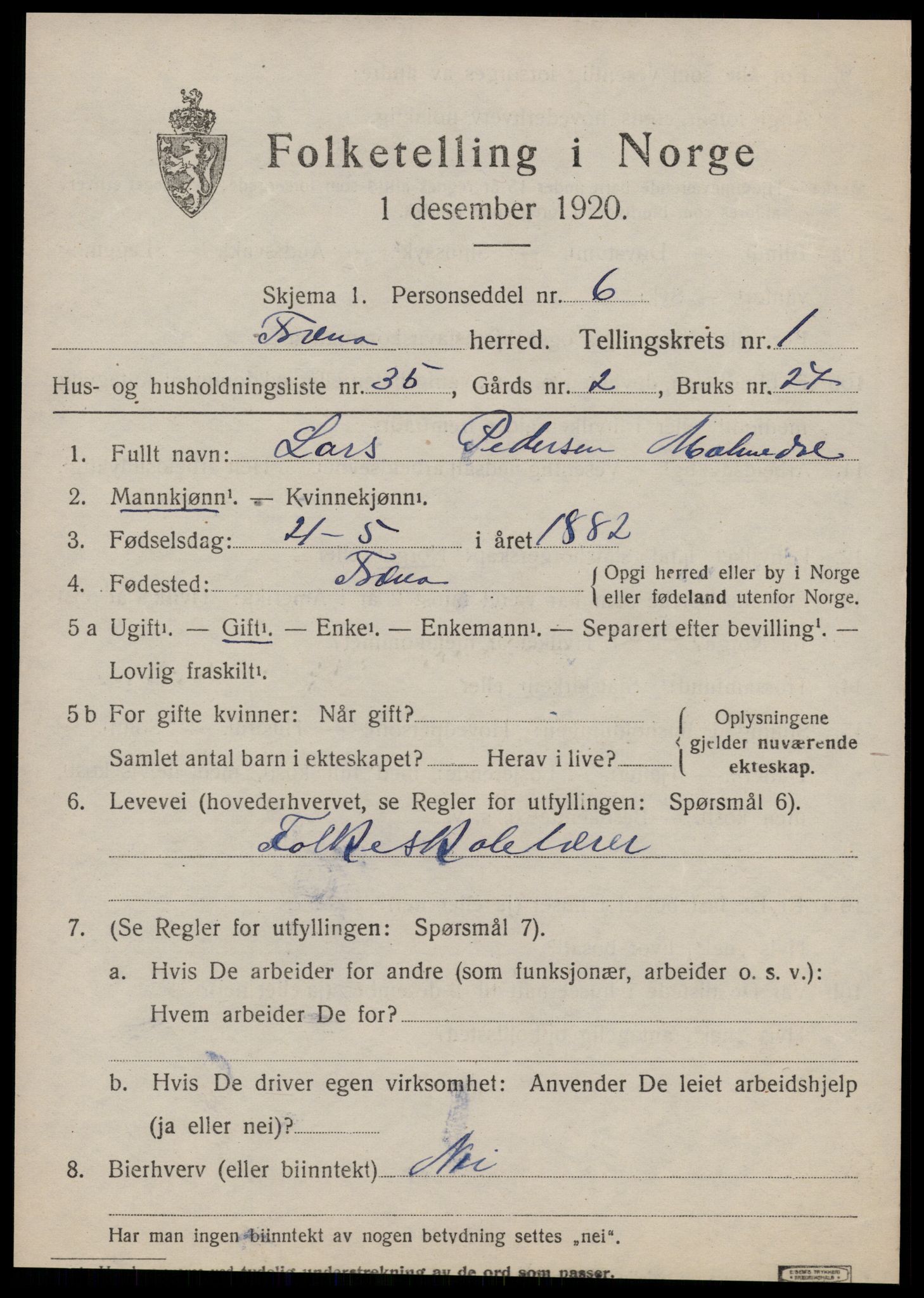 SAT, Folketelling 1920 for 1548 Fræna herred, 1920, s. 1505
