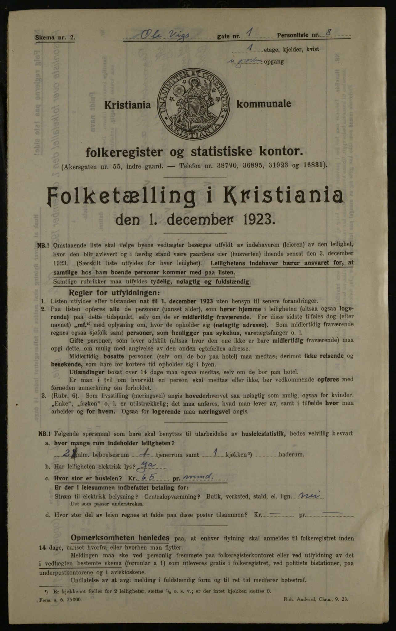 OBA, Kommunal folketelling 1.12.1923 for Kristiania, 1923, s. 82904