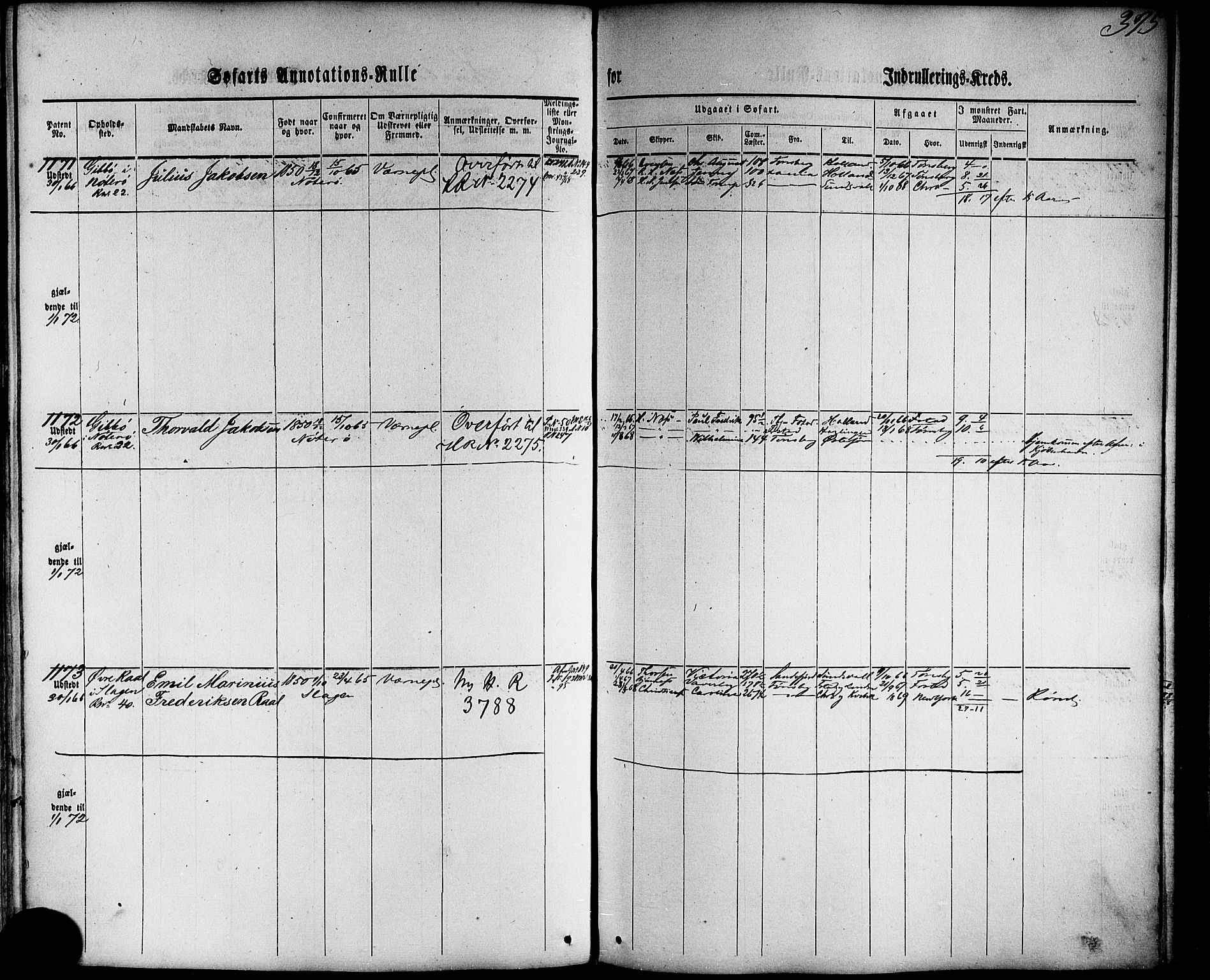 Tønsberg innrulleringskontor, AV/SAKO-A-786/F/Fb/L0001: Annotasjonsrulle Patent nr. 1-1724, 1860-1868, s. 414