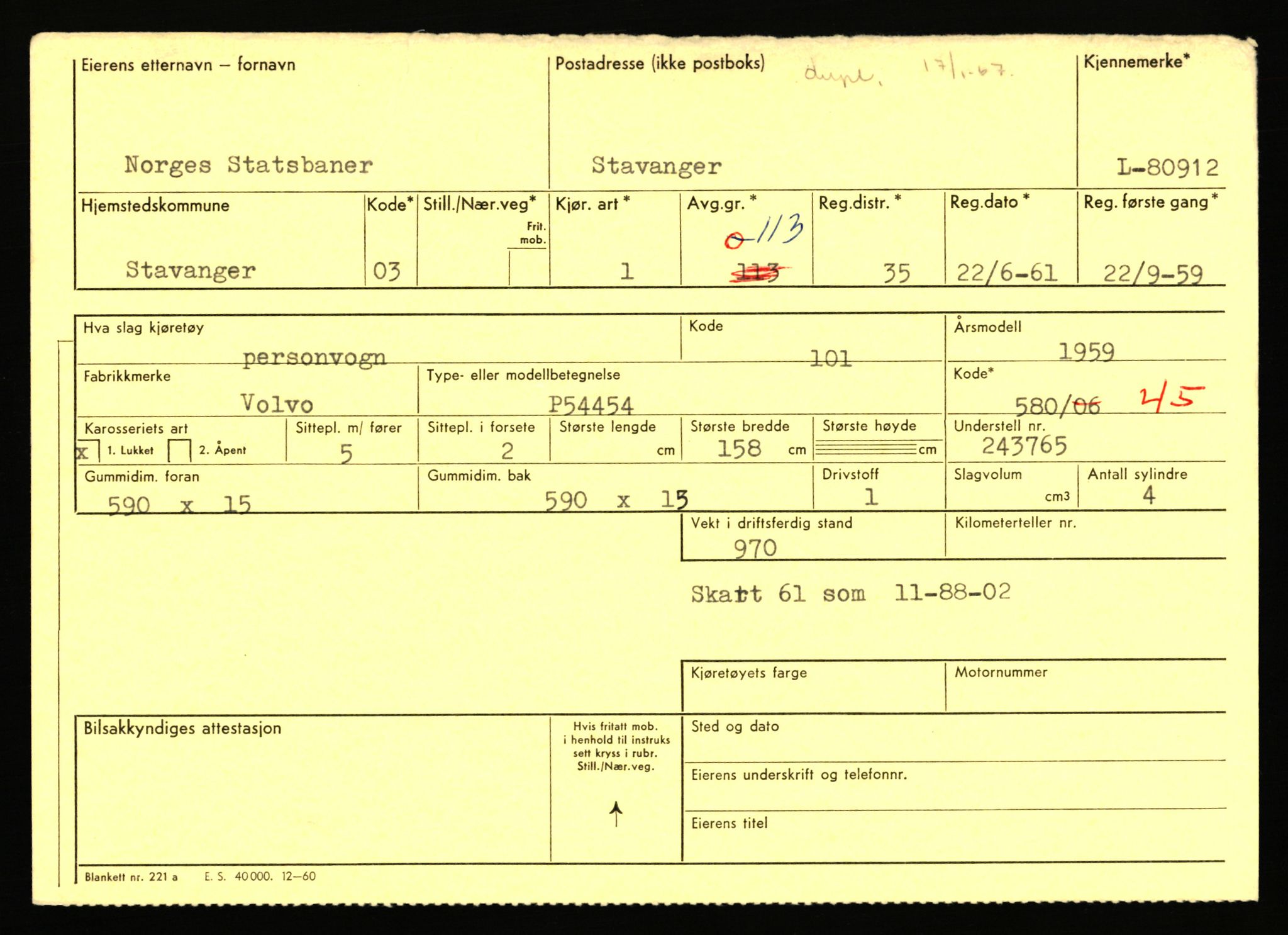 Stavanger trafikkstasjon, AV/SAST-A-101942/0/F/L0071: L-80500 - L-82199, 1930-1971, s. 719