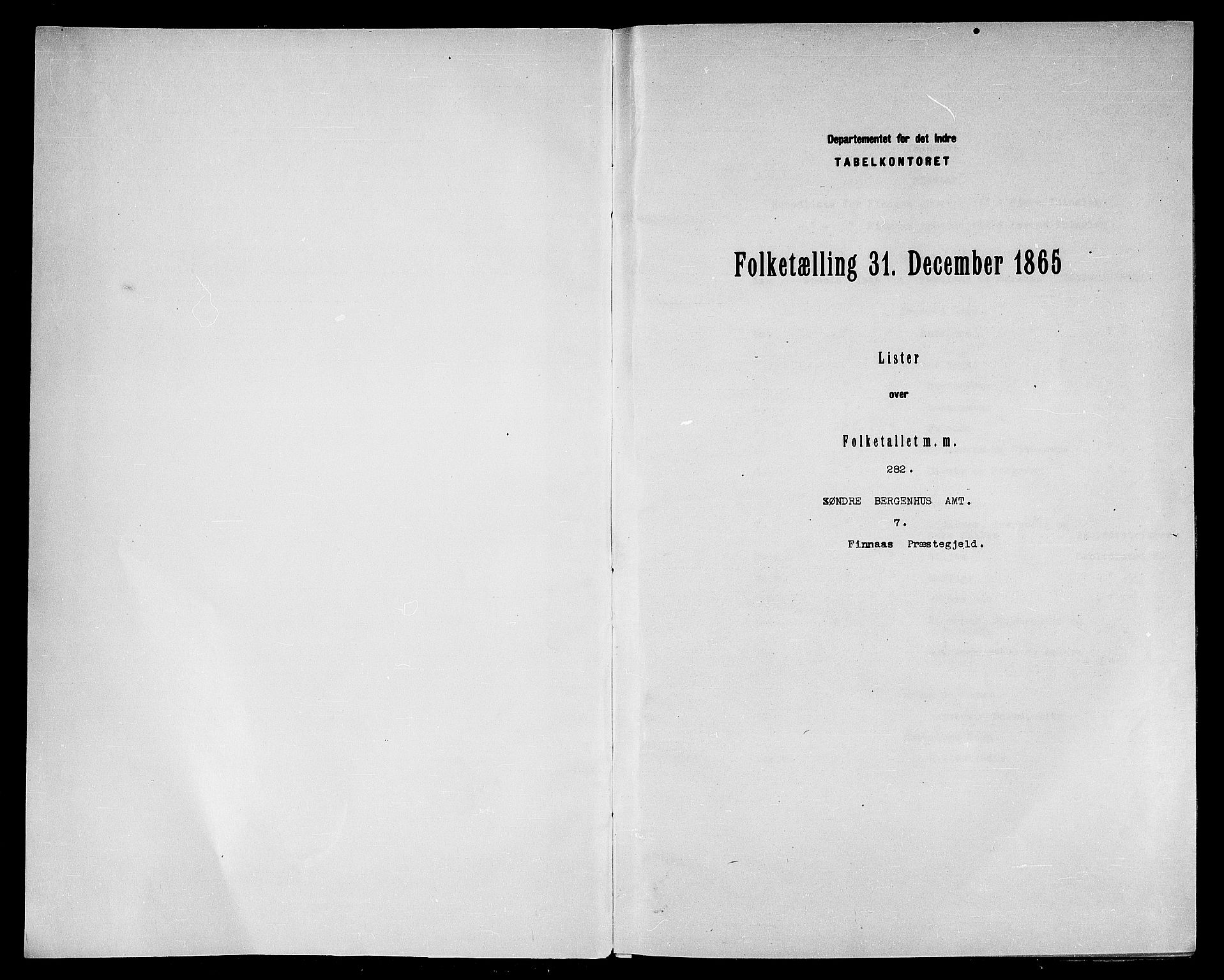 RA, Folketelling 1865 for 1218P Finnås prestegjeld, 1865, s. 3