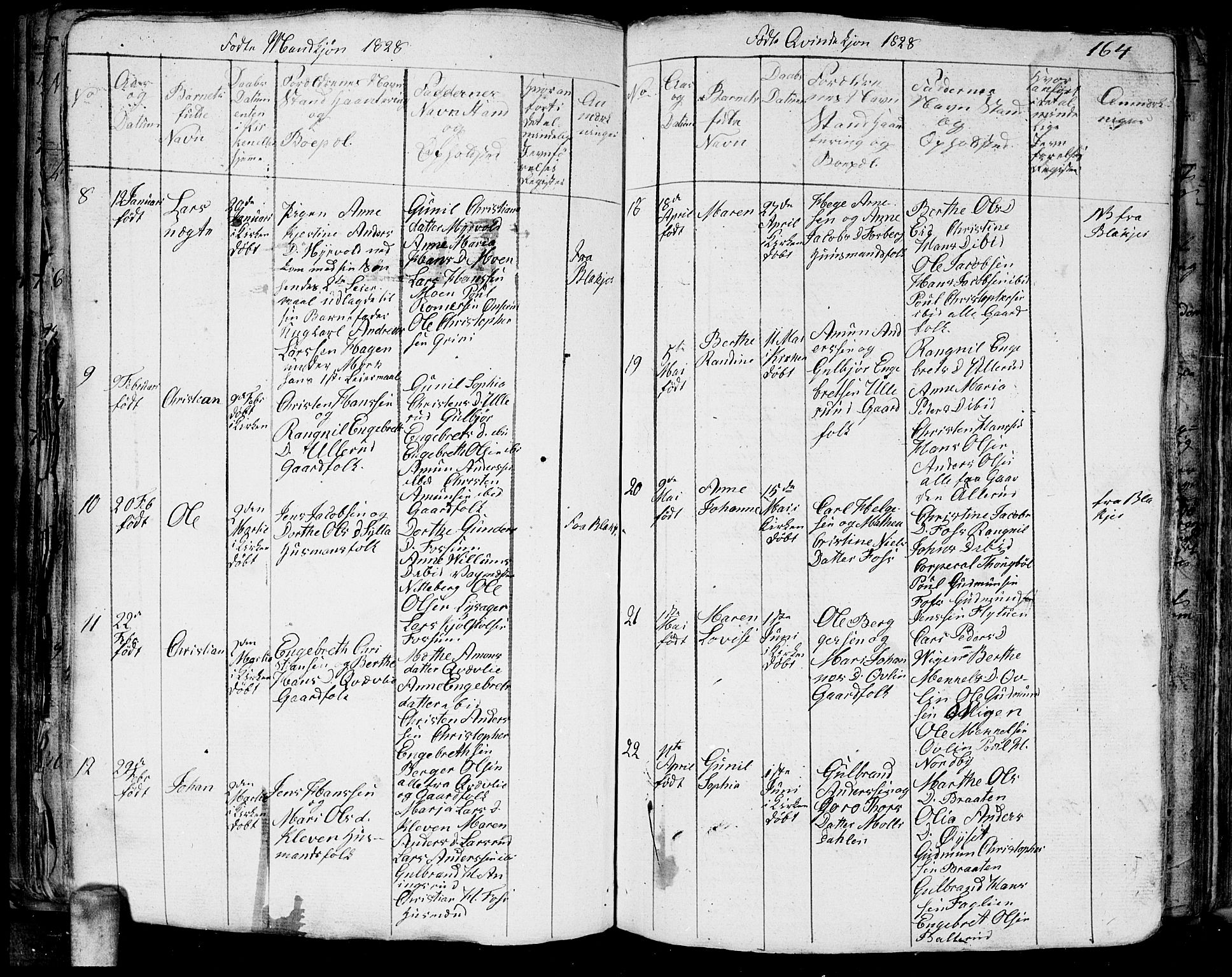 Aurskog prestekontor Kirkebøker, AV/SAO-A-10304a/G/Ga/L0001: Klokkerbok nr. I 1, 1814-1829, s. 164