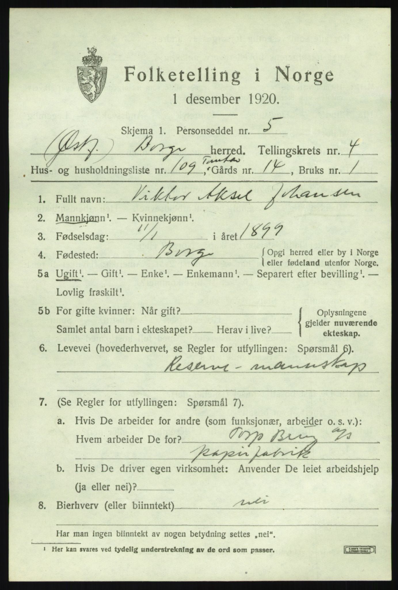 SAO, Folketelling 1920 for 0113 Borge herred, 1920, s. 9207