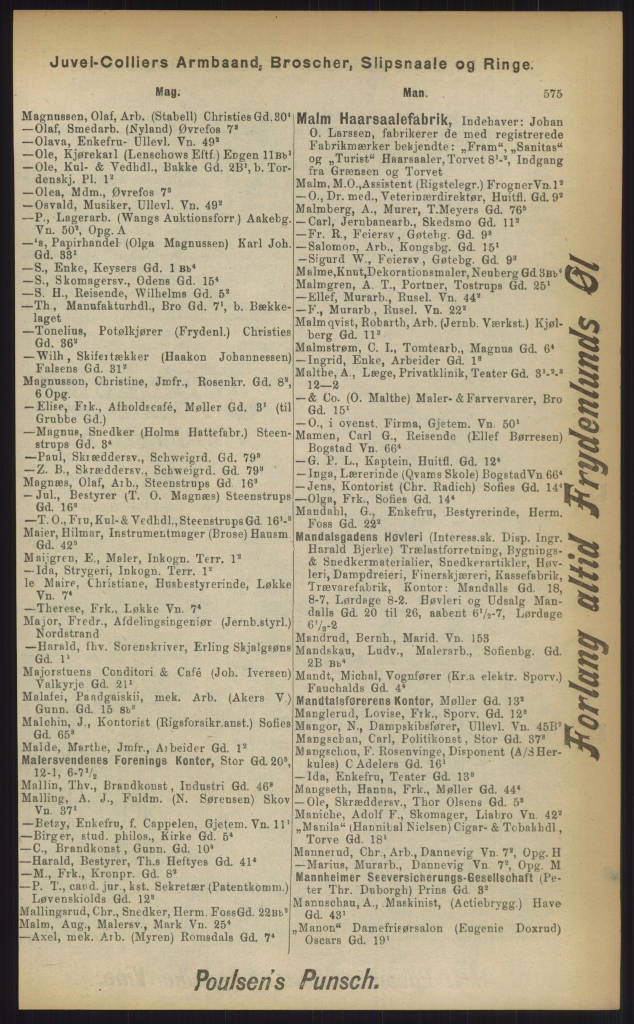 Kristiania/Oslo adressebok, PUBL/-, 1903, s. 575