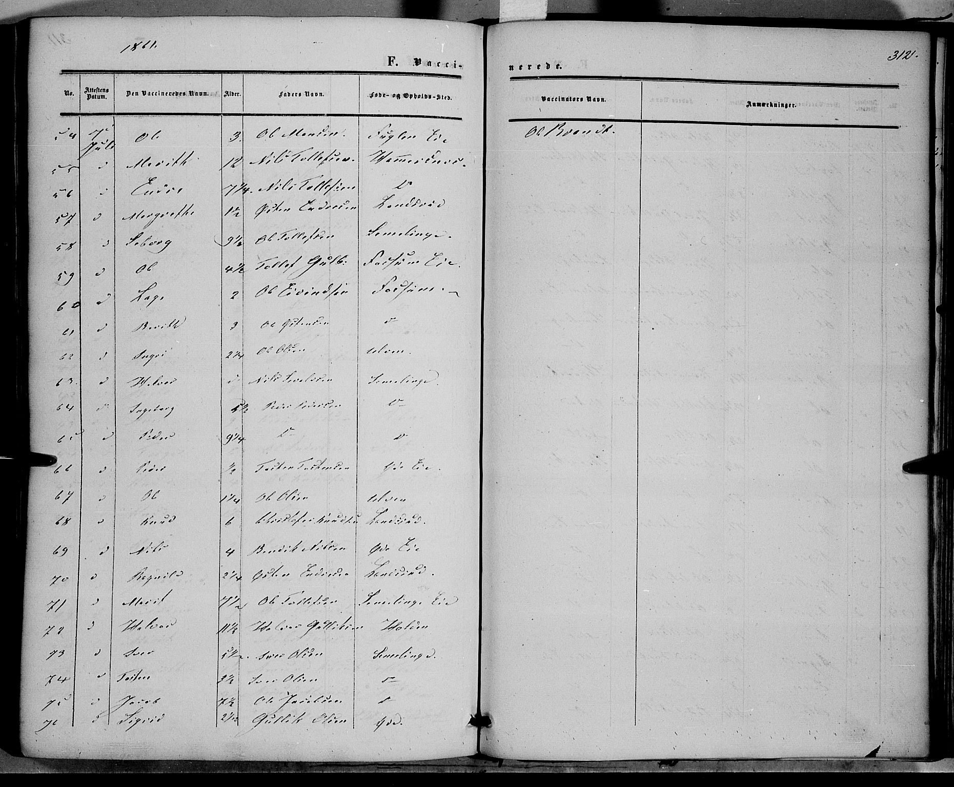 Vestre Slidre prestekontor, SAH/PREST-136/H/Ha/Haa/L0002: Ministerialbok nr. 2, 1856-1864, s. 312
