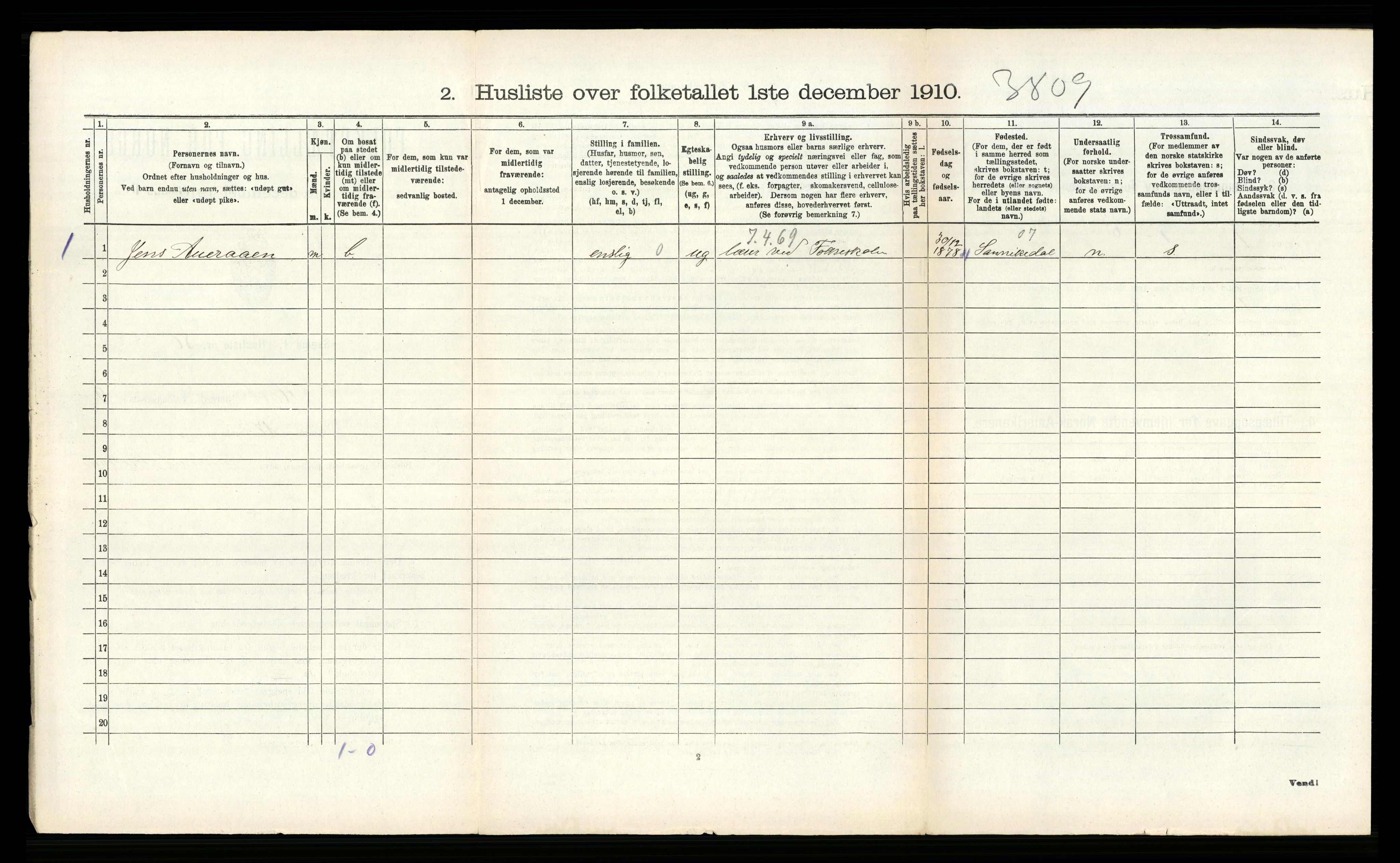 RA, Folketelling 1910 for 0914 Holt herred, 1910, s. 1135