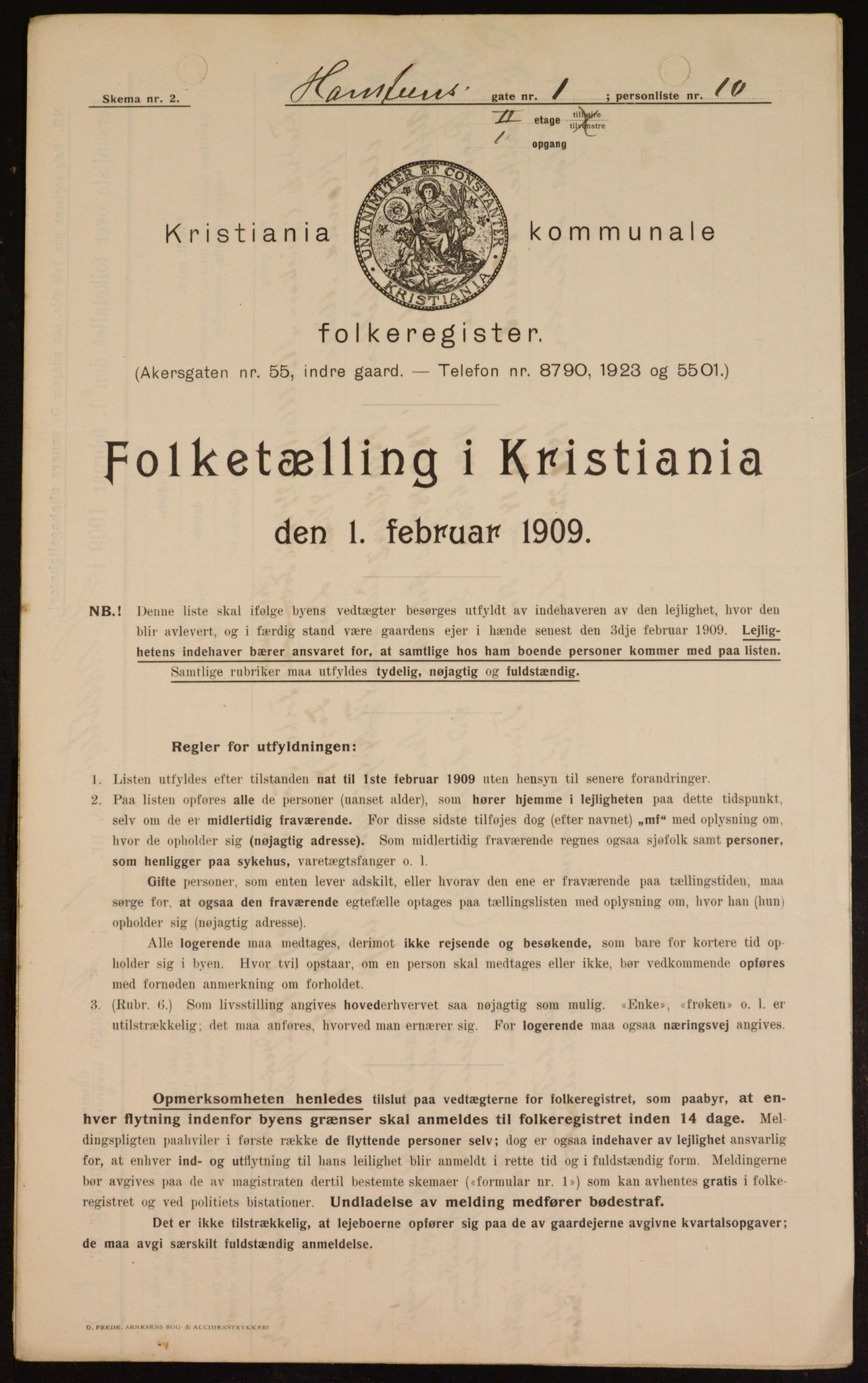 OBA, Kommunal folketelling 1.2.1909 for Kristiania kjøpstad, 1909, s. 31468