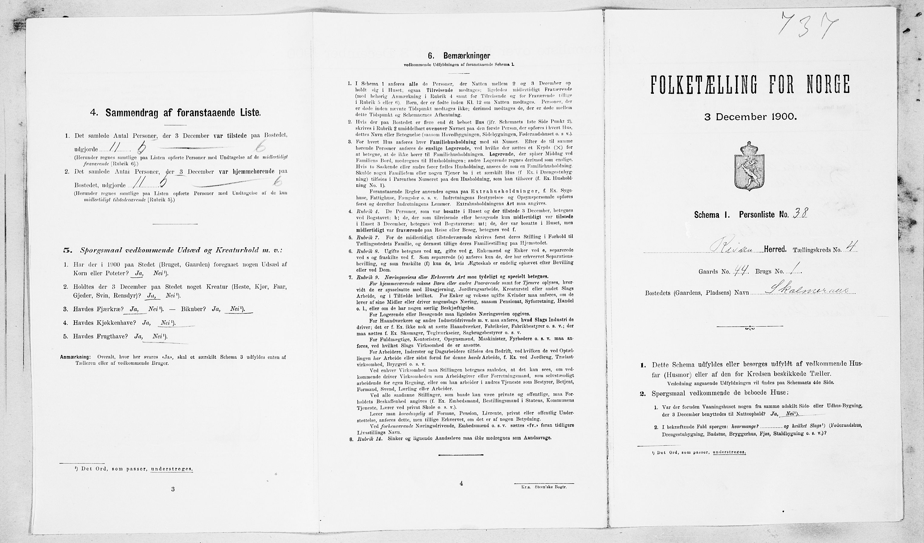 SAT, Folketelling 1900 for 1624 Rissa herred, 1900, s. 530