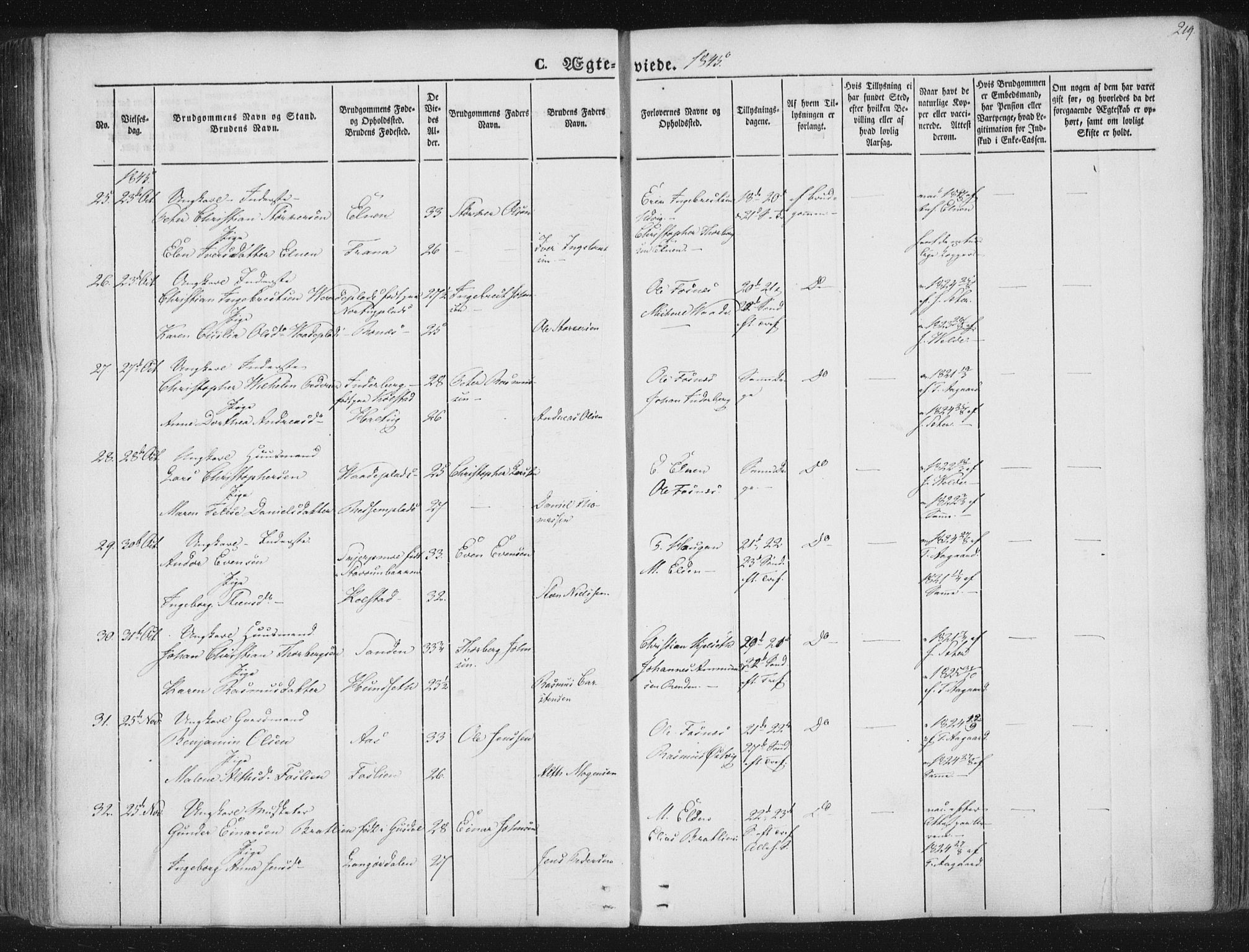 Ministerialprotokoller, klokkerbøker og fødselsregistre - Nord-Trøndelag, AV/SAT-A-1458/741/L0392: Ministerialbok nr. 741A06, 1836-1848, s. 219