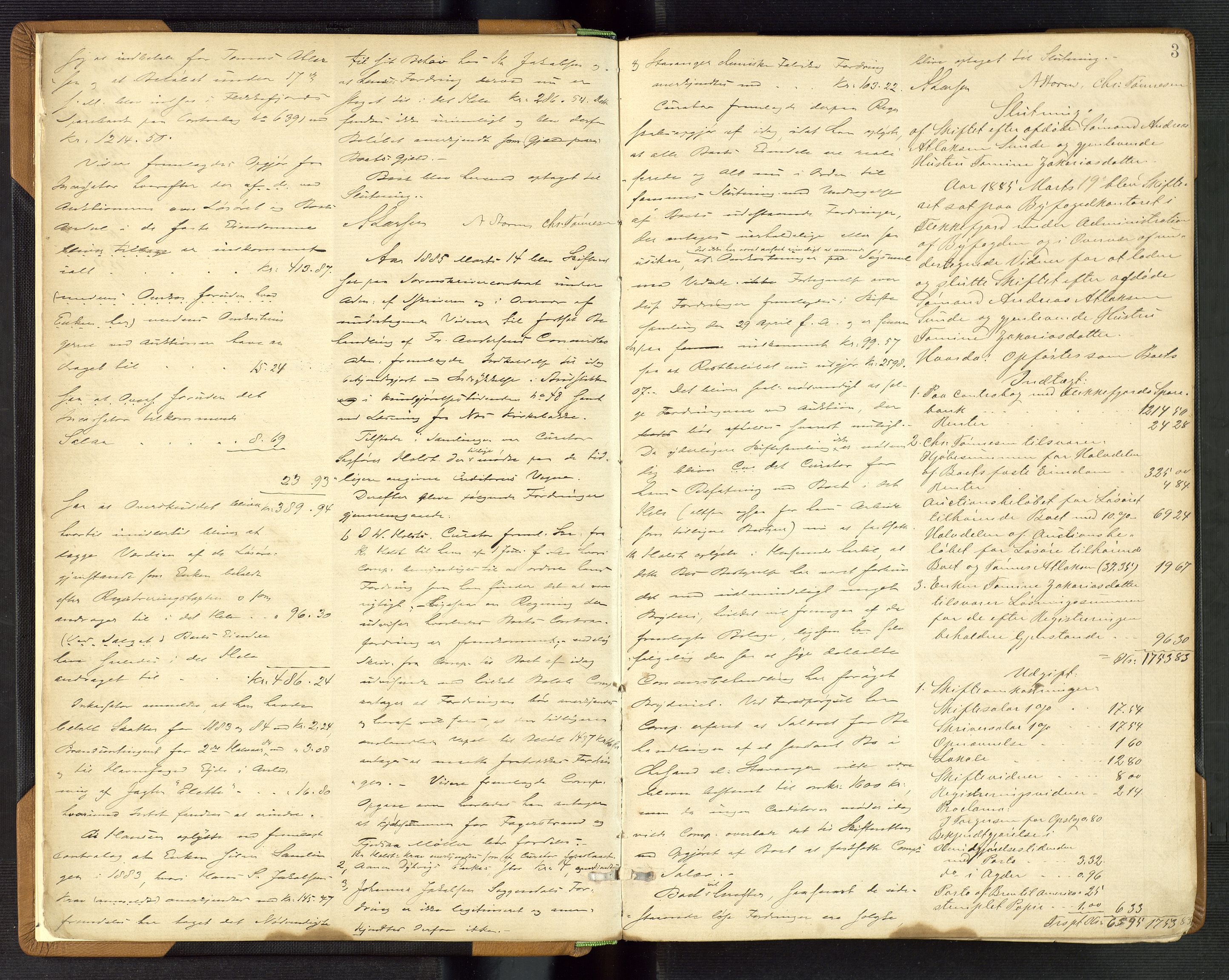 Flekkefjord byfogd, AV/SAK-1222-0002/H/Hc/L0003: Skifteprotokoll nr. 3, 1885-1900, s. 3