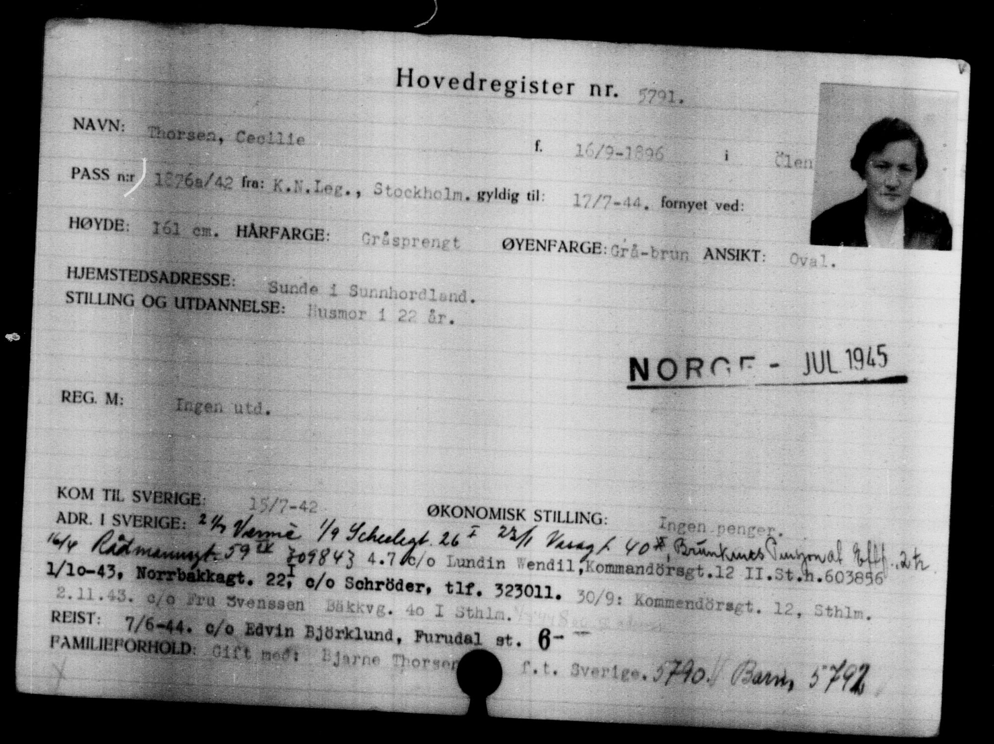 Den Kgl. Norske Legasjons Flyktningskontor, AV/RA-S-6753/V/Va/L0004: Kjesäterkartoteket.  Flyktningenr. 3496-6610, 1940-1945, s. 2665