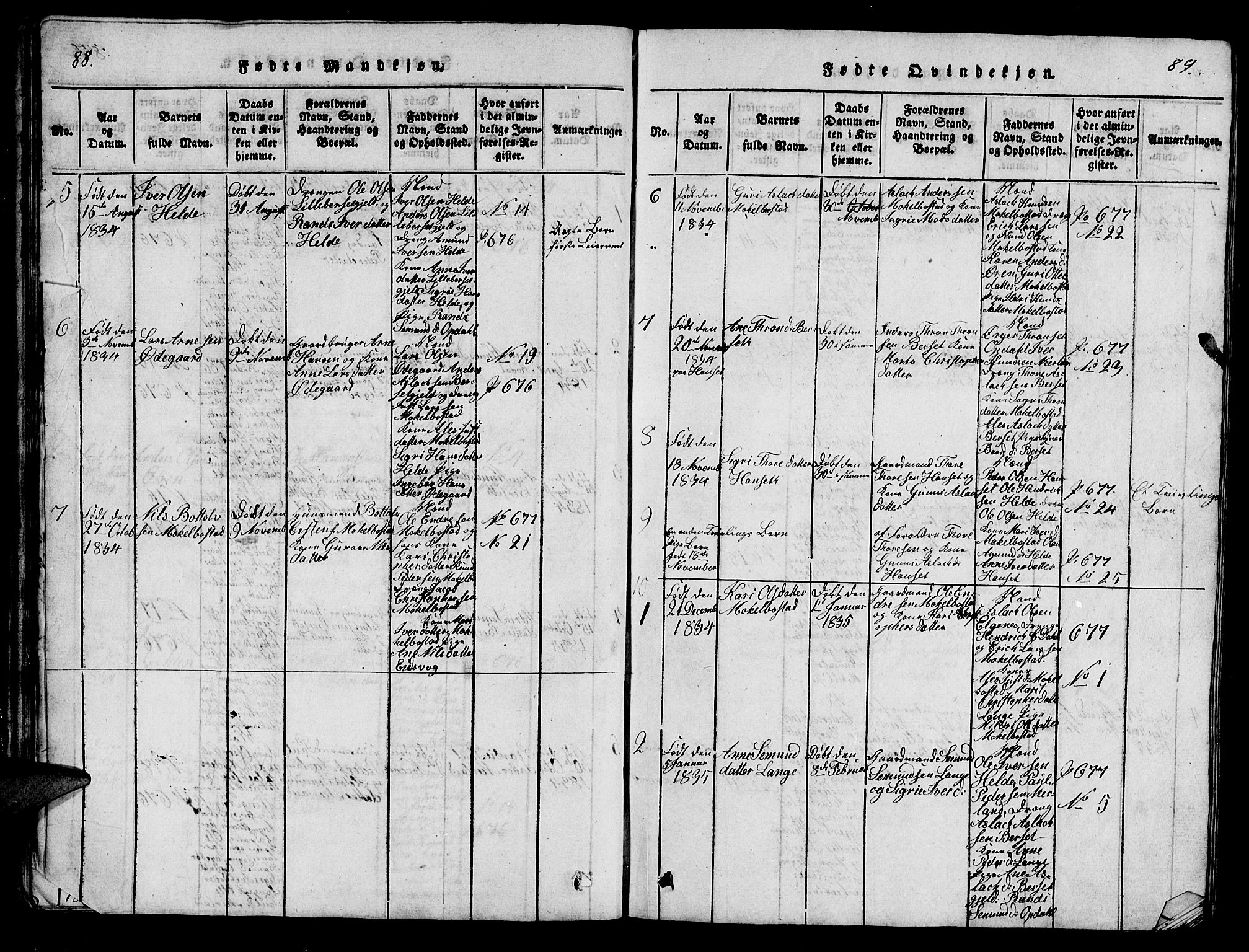 Ministerialprotokoller, klokkerbøker og fødselsregistre - Møre og Romsdal, AV/SAT-A-1454/554/L0644: Klokkerbok nr. 554C01, 1818-1851, s. 88-89