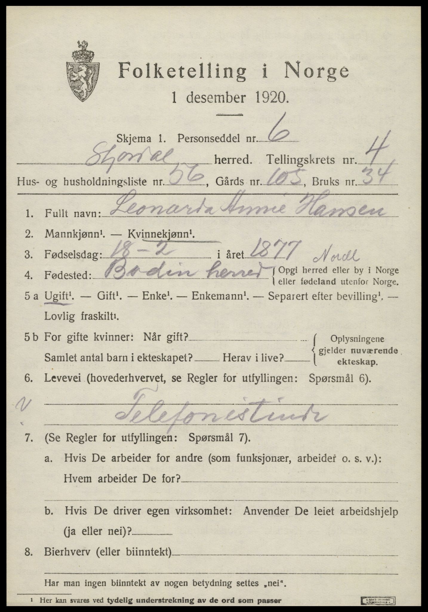 SAT, Folketelling 1920 for 1714 Stjørdal herred, 1920, s. 5198