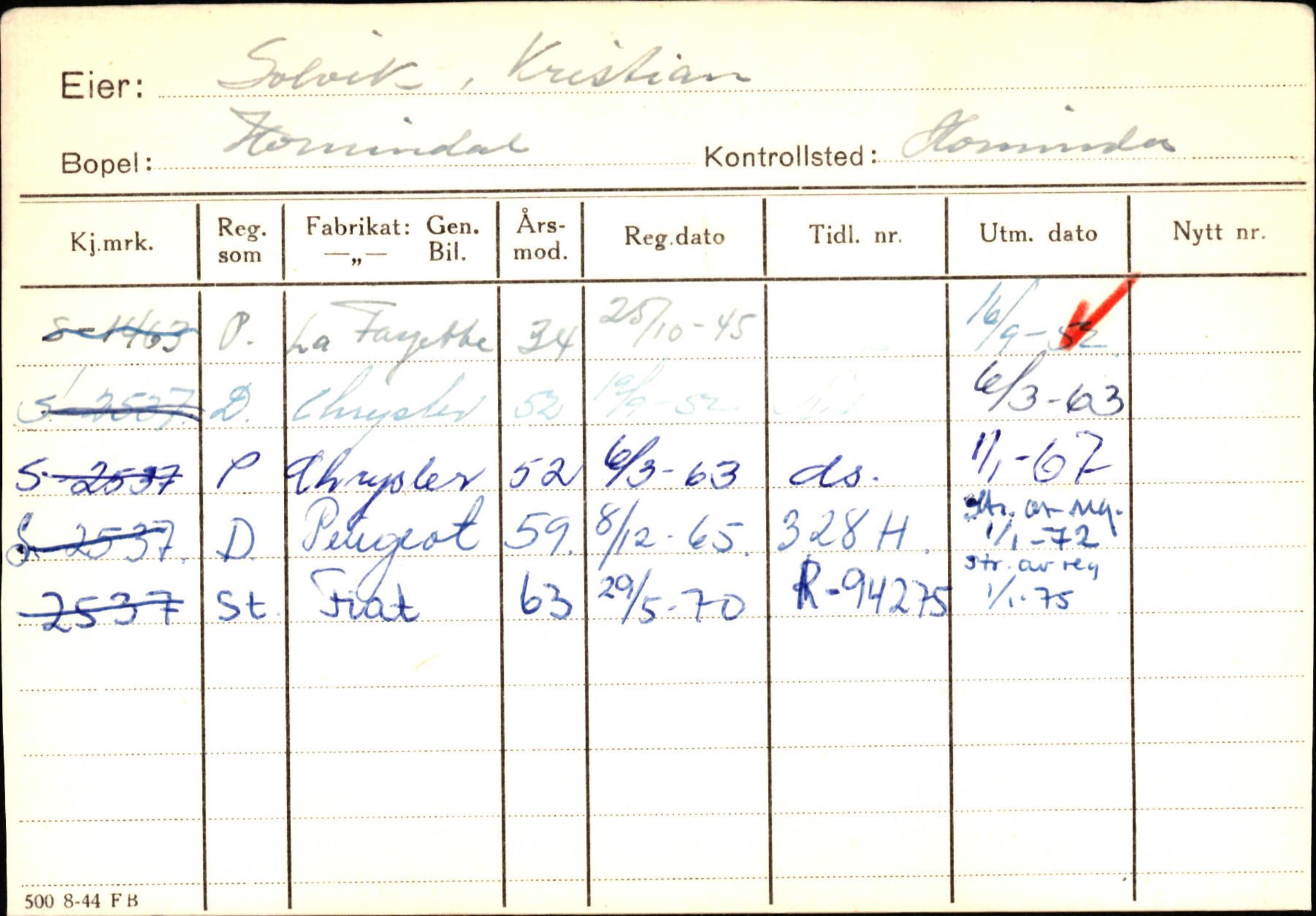 Statens vegvesen, Sogn og Fjordane vegkontor, AV/SAB-A-5301/4/F/L0131: Eigarregister Høyanger P-Å. Stryn S-Å, 1945-1975, s. 1439