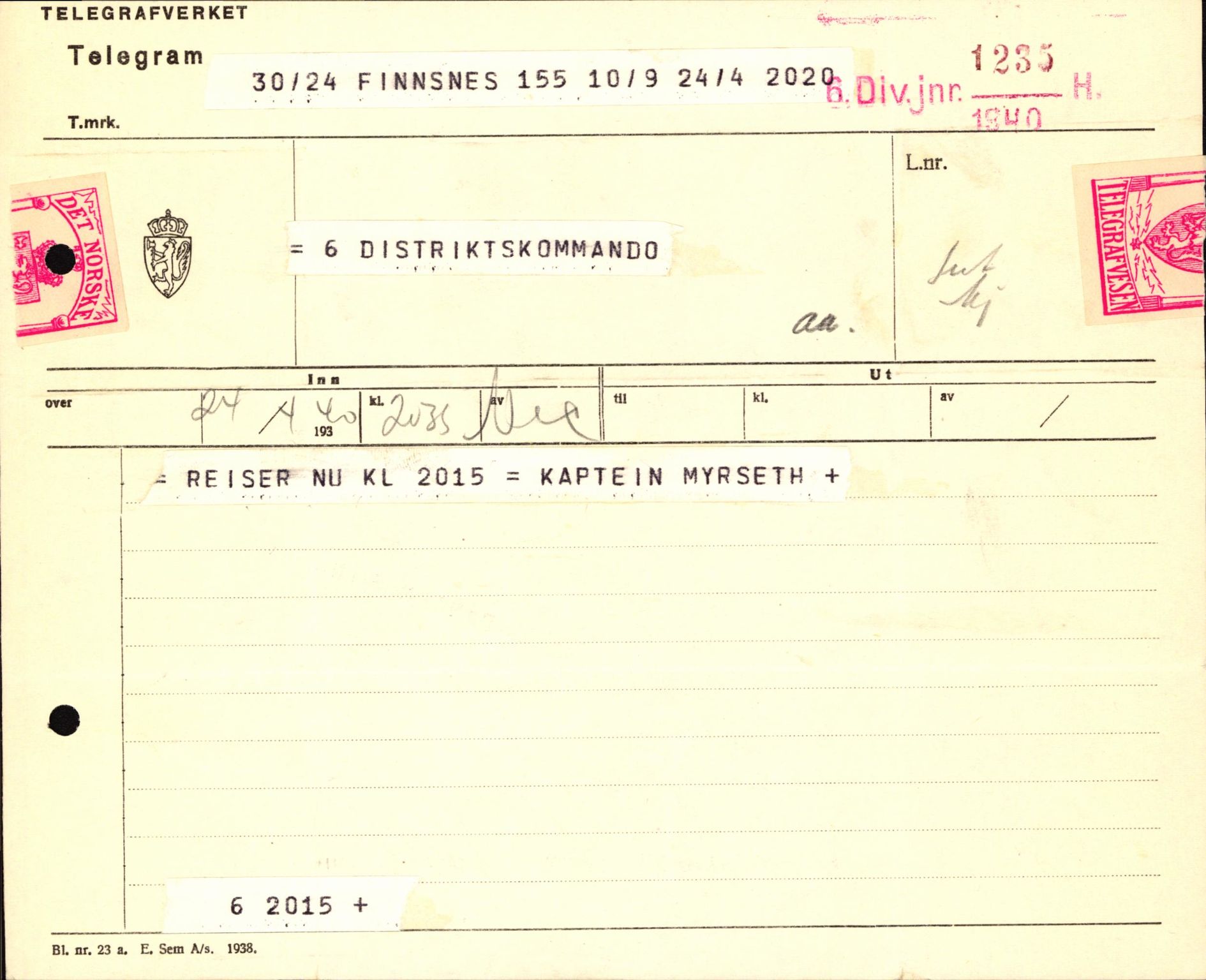 Forsvaret, Forsvarets krigshistoriske avdeling, AV/RA-RAFA-2017/Y/Yb/L0122: II-C-11-600  -  6. Divisjon med avdelinger, 1940, s. 273