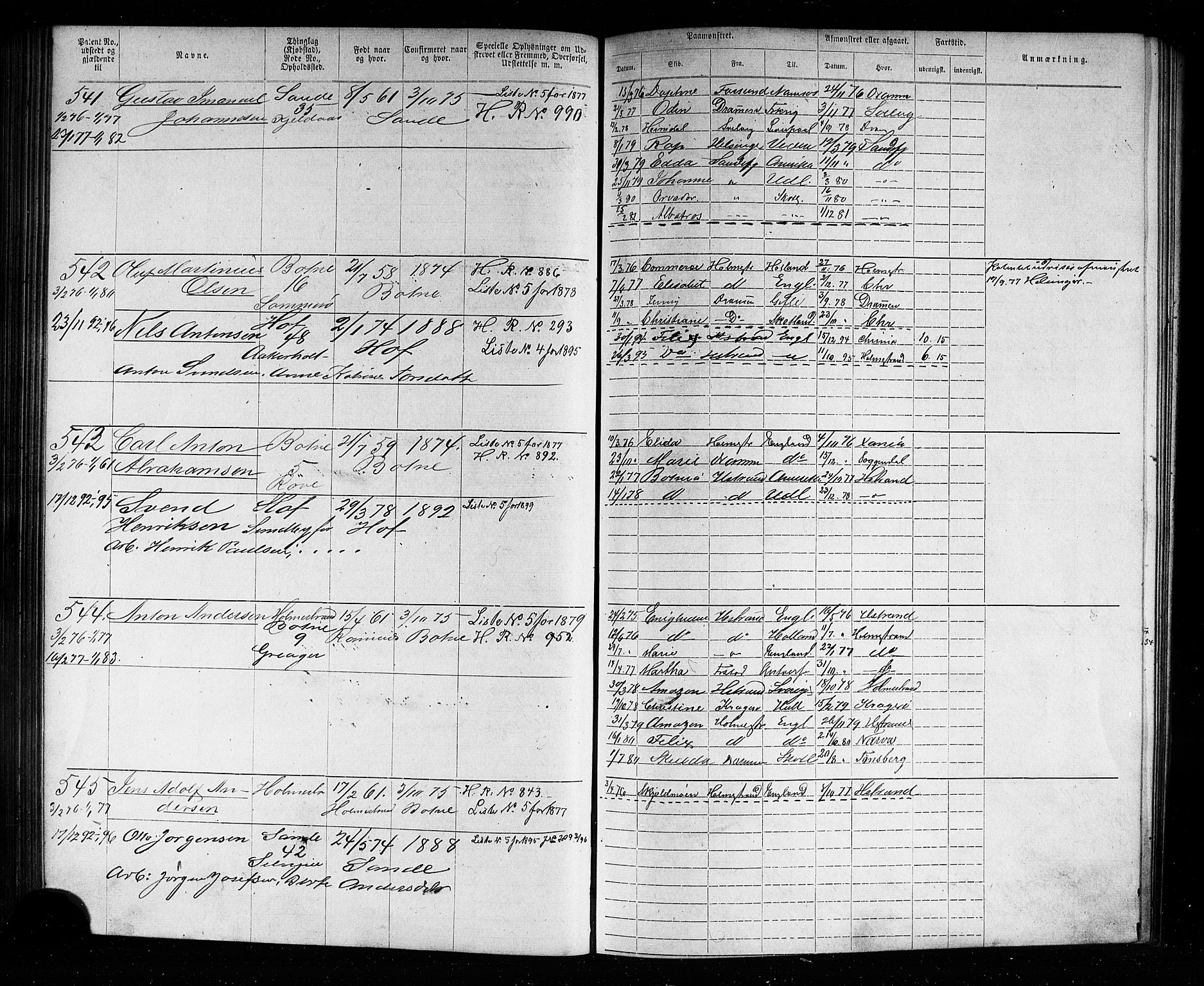 Holmestrand innrulleringskontor, AV/SAKO-A-1151/F/Fb/L0001: Annotasjonsrulle, 1868-1886, s. 112