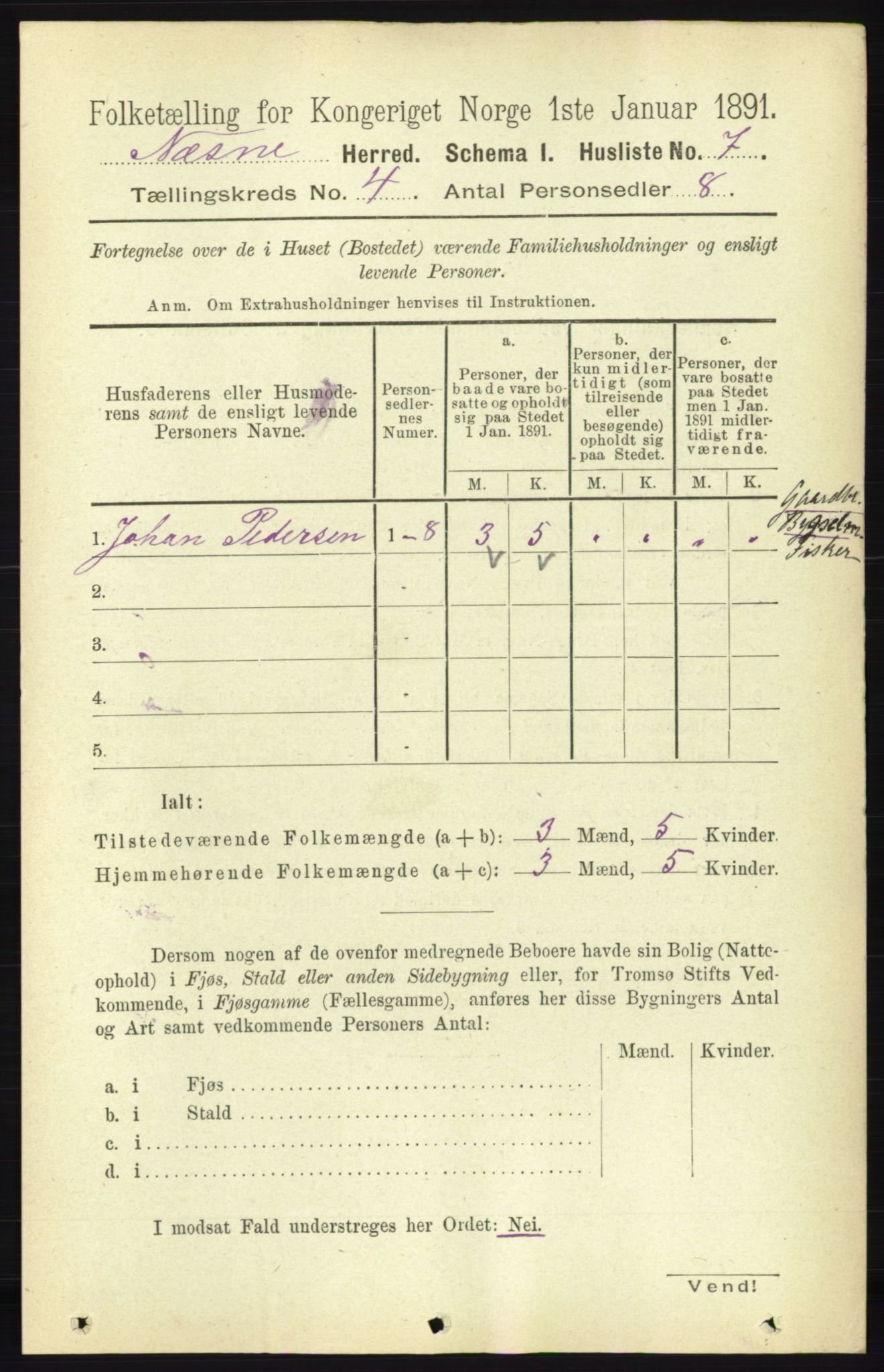 RA, Folketelling 1891 for 1828 Nesna herred, 1891, s. 2093