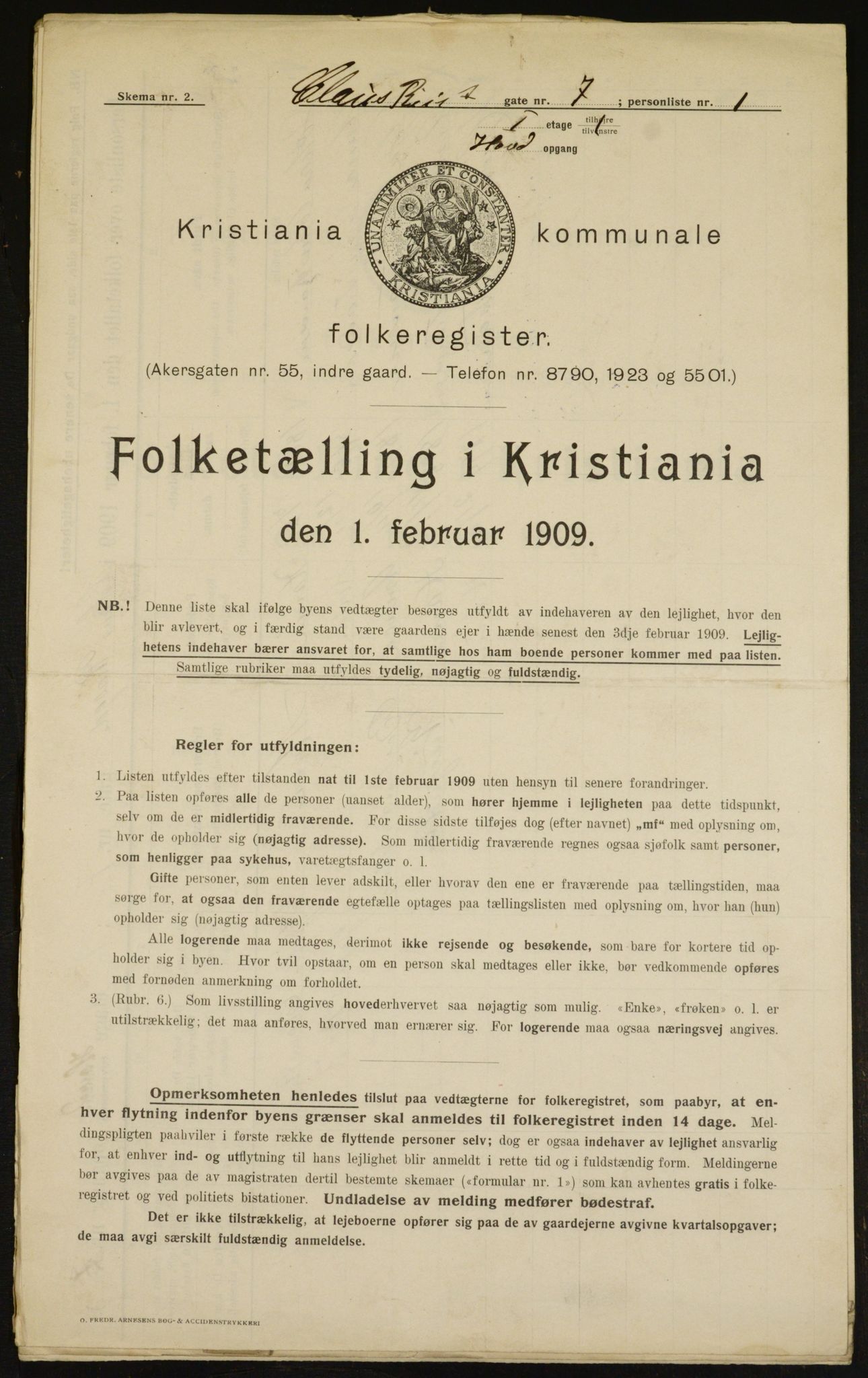 OBA, Kommunal folketelling 1.2.1909 for Kristiania kjøpstad, 1909, s. 11524