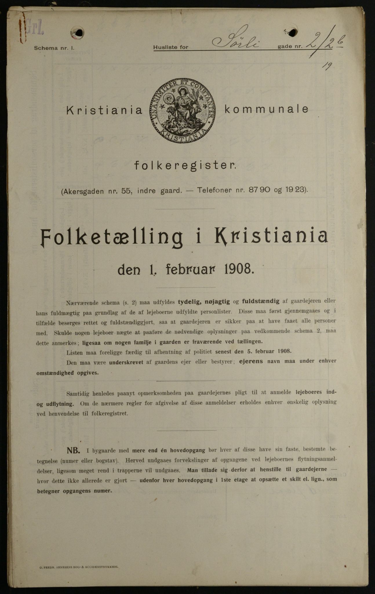 OBA, Kommunal folketelling 1.2.1908 for Kristiania kjøpstad, 1908, s. 95634