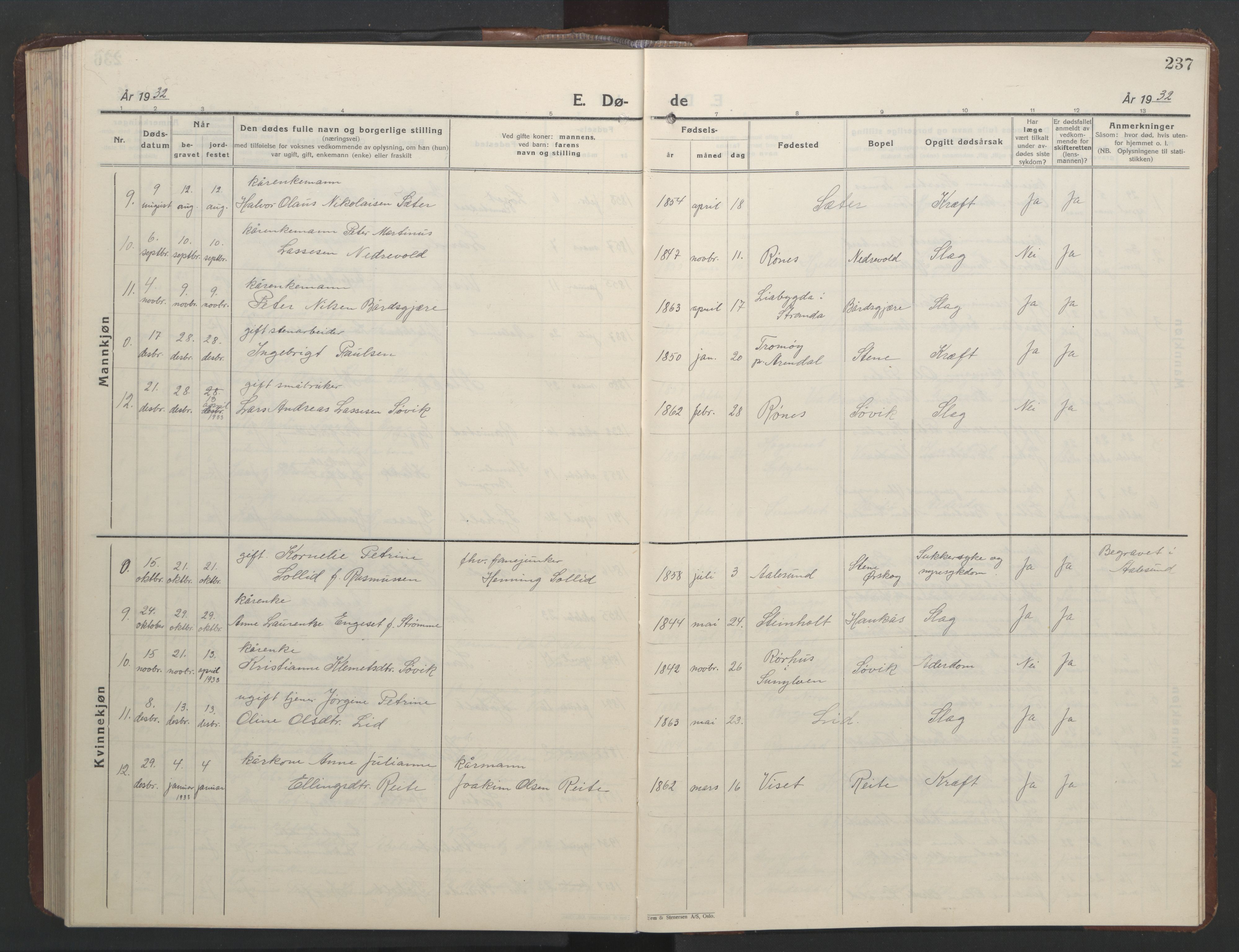 Ministerialprotokoller, klokkerbøker og fødselsregistre - Møre og Romsdal, AV/SAT-A-1454/522/L0329: Klokkerbok nr. 522C08, 1926-1951, s. 237