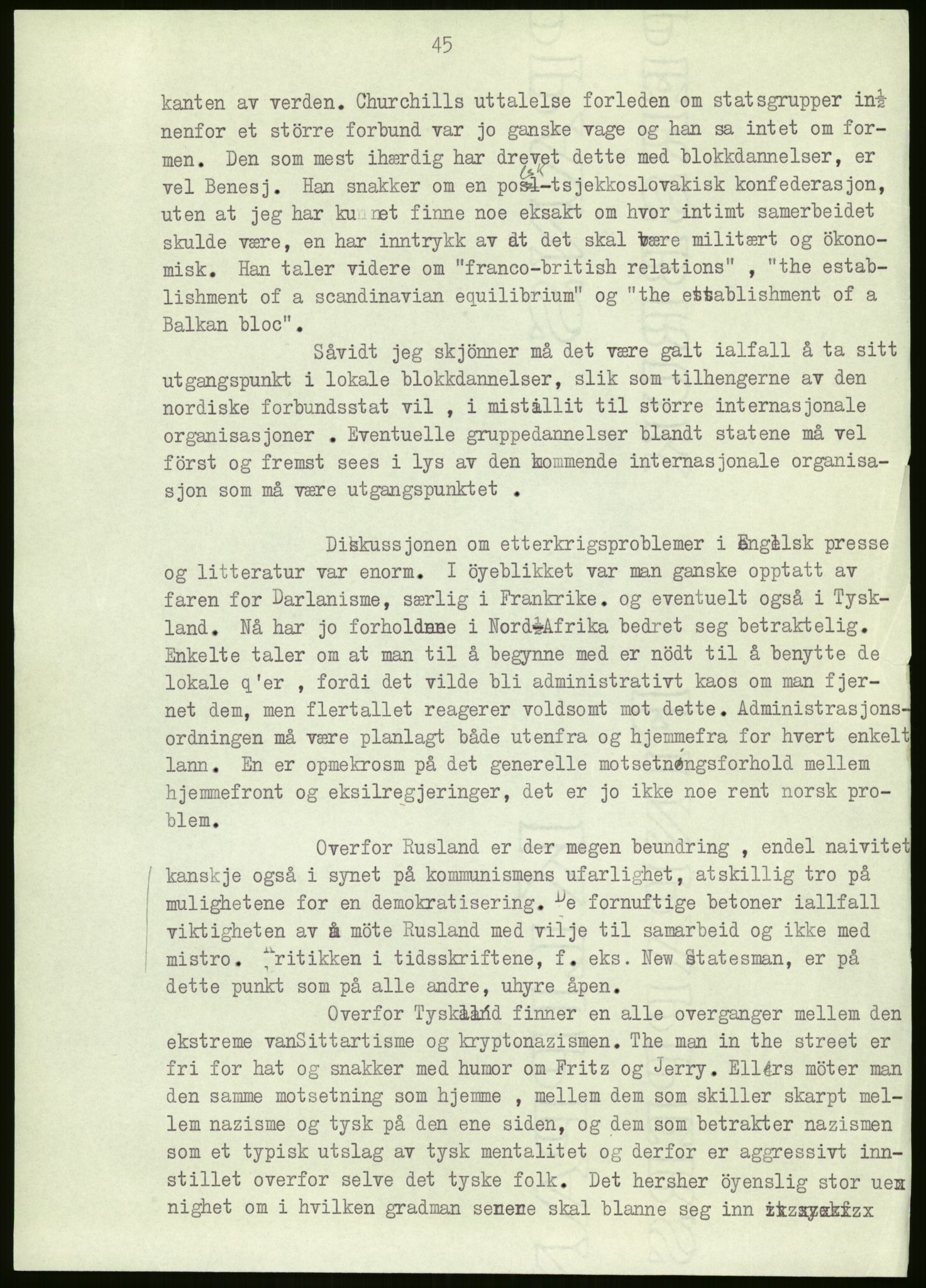 Ustvedt, Hans Jacob / Ustvedt familien, RA/PA-1248/H/L0047/0002: Dagbøker / Londondagboken, 1943, s. 45