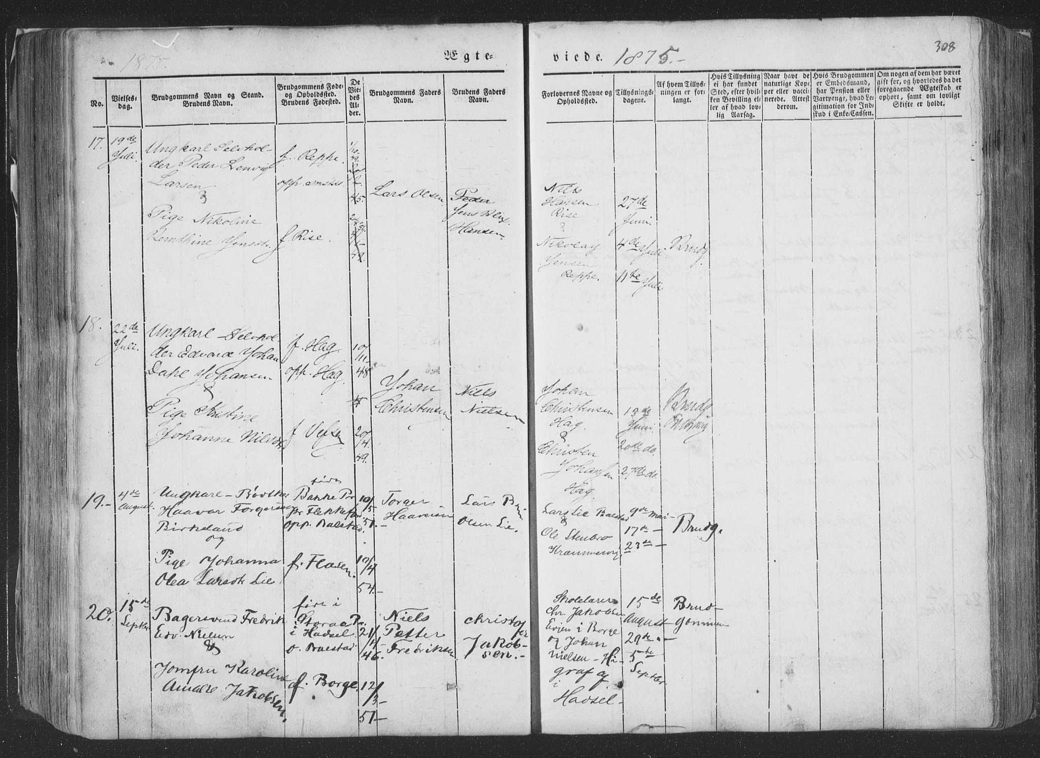 Ministerialprotokoller, klokkerbøker og fødselsregistre - Nordland, AV/SAT-A-1459/881/L1165: Klokkerbok nr. 881C02, 1854-1876, s. 308