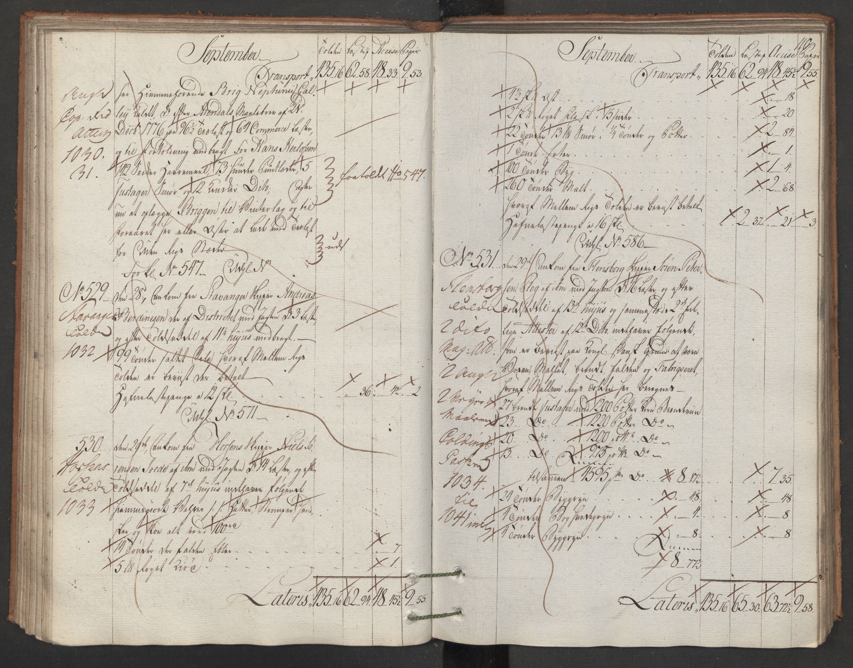 Generaltollkammeret, tollregnskaper, AV/RA-EA-5490/R15/L0105/0001: Tollregnskaper Arendal / Inngående hovedtollbok, 1786, s. 109b-110a