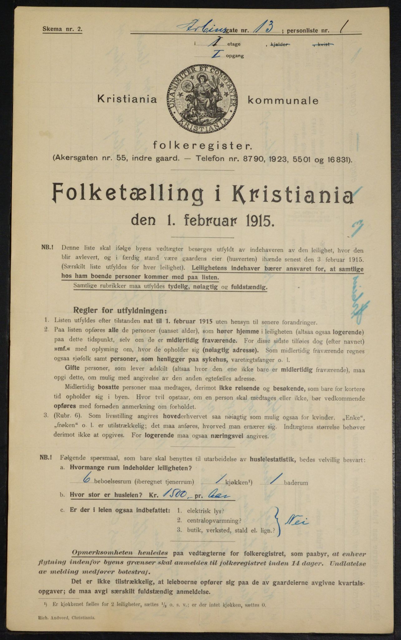 OBA, Kommunal folketelling 1.2.1915 for Kristiania, 1915, s. 1648