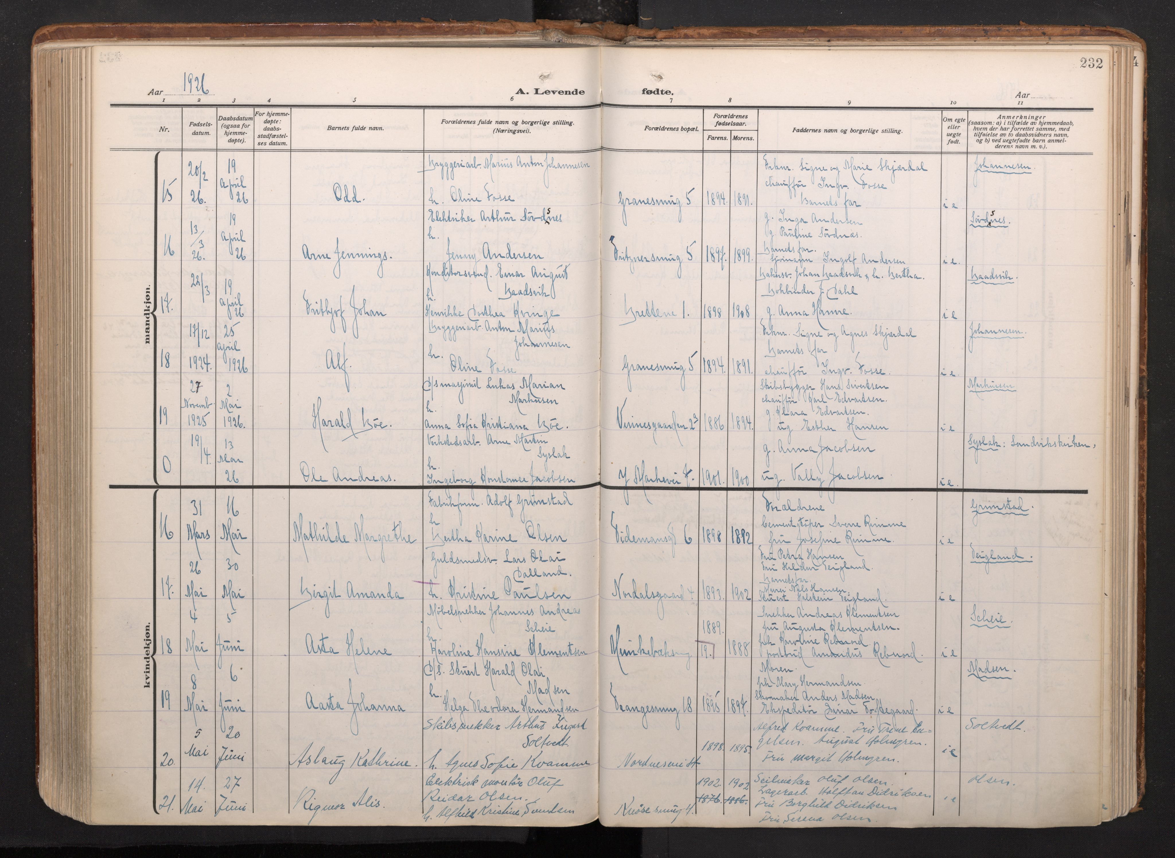 Nykirken Sokneprestembete, AV/SAB-A-77101/H/Haa/L0020: Ministerialbok nr. B 8, 1916-1933, s. 231b-232a