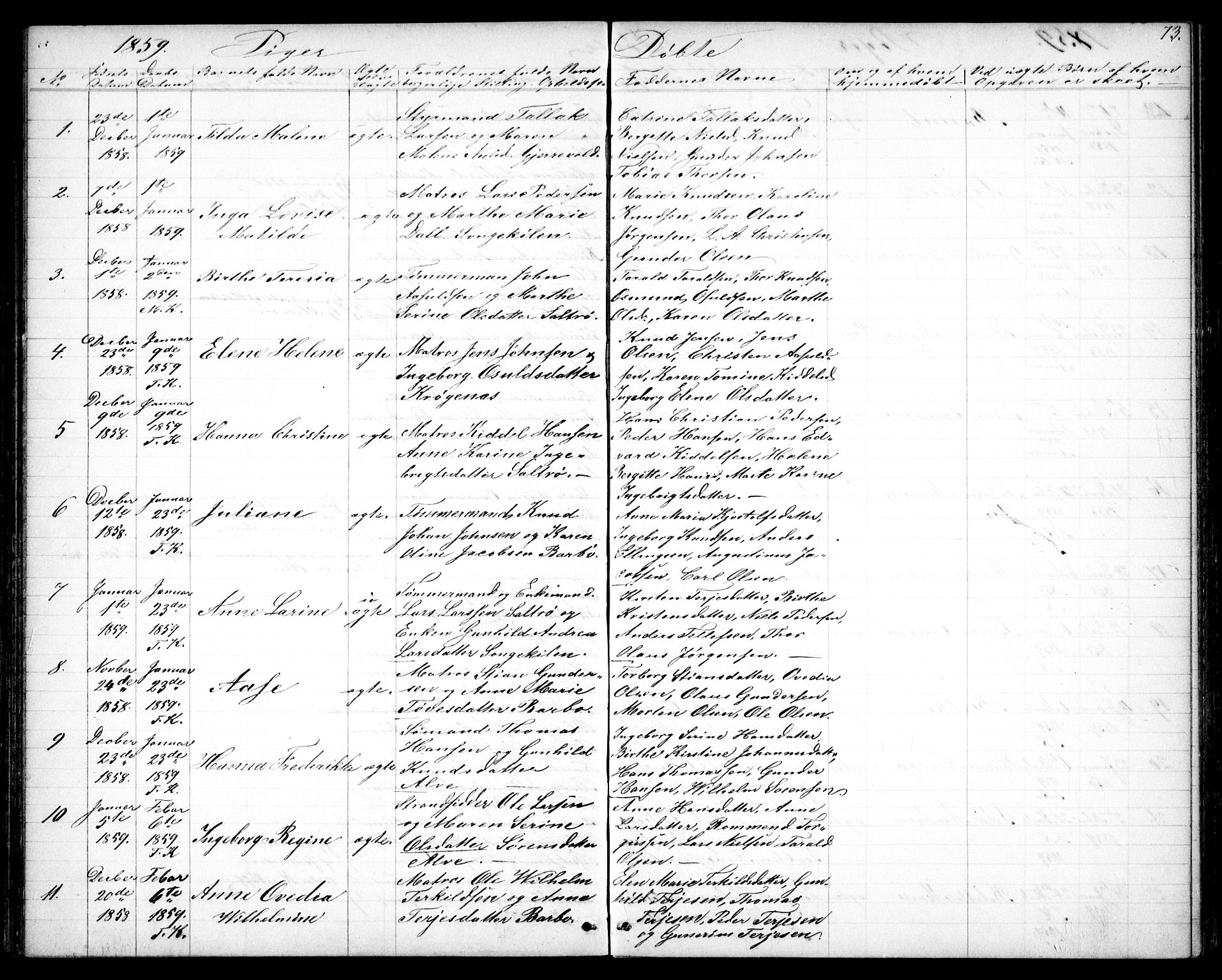 Tromøy sokneprestkontor, AV/SAK-1111-0041/F/Fb/L0003: Klokkerbok nr. B 3, 1859-1868, s. 73