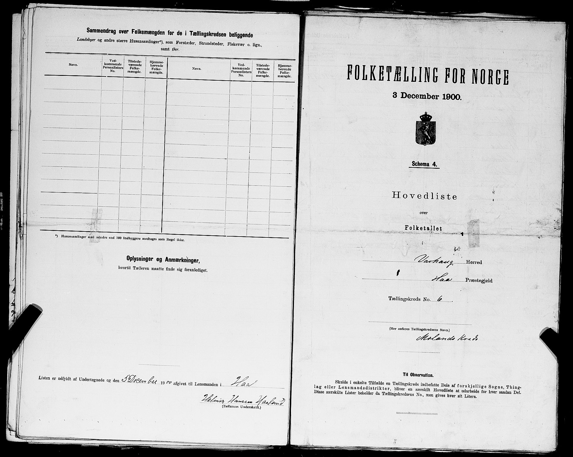 SAST, Folketelling 1900 for 1118 Varhaug herred, 1900, s. 22