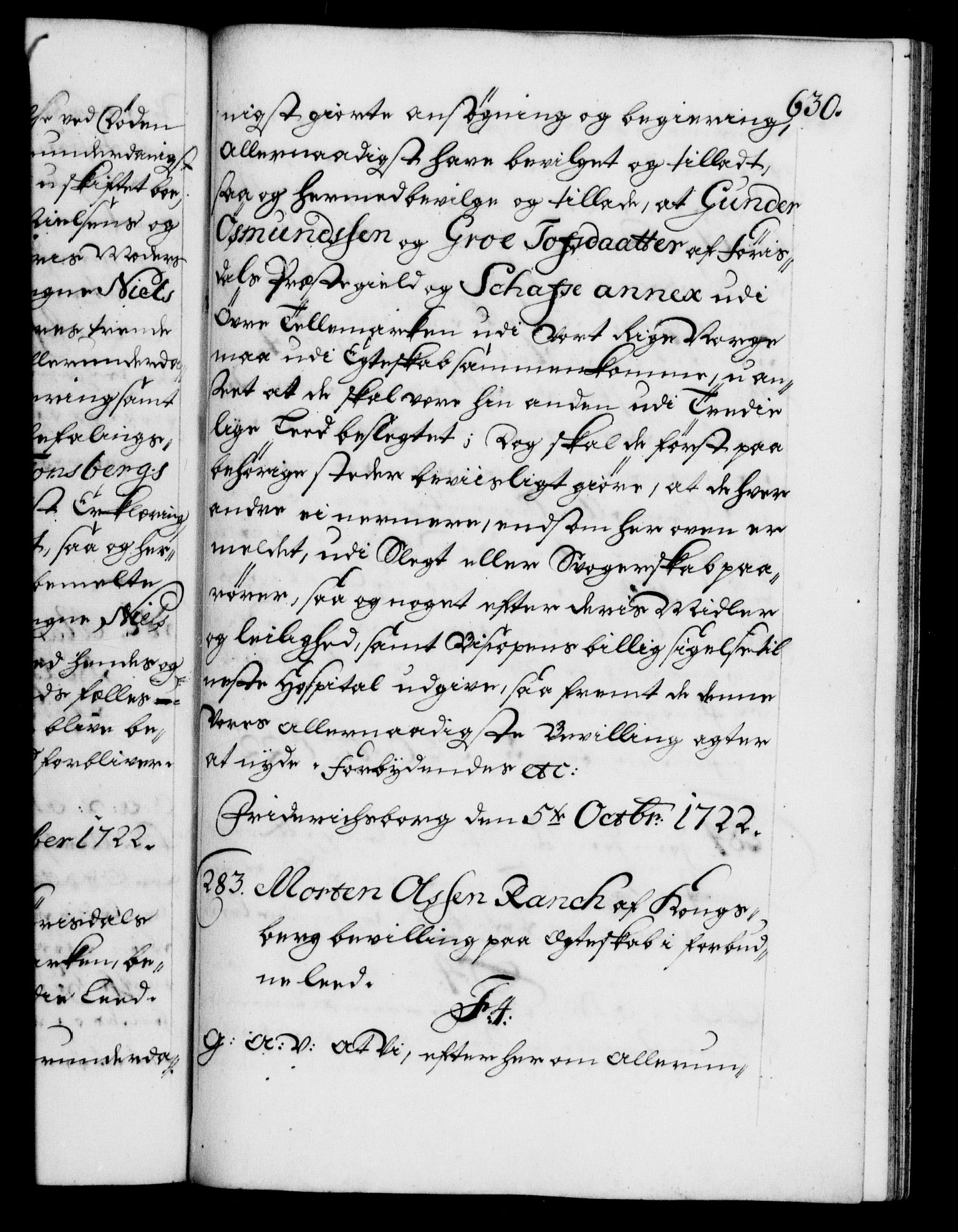 Danske Kanselli 1572-1799, AV/RA-EA-3023/F/Fc/Fca/Fcaa/L0023: Norske registre, 1720-1722, s. 630a