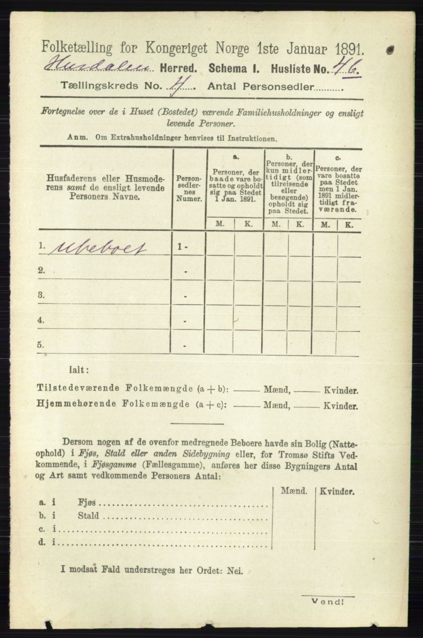 RA, Folketelling 1891 for 0239 Hurdal herred, 1891, s. 1327