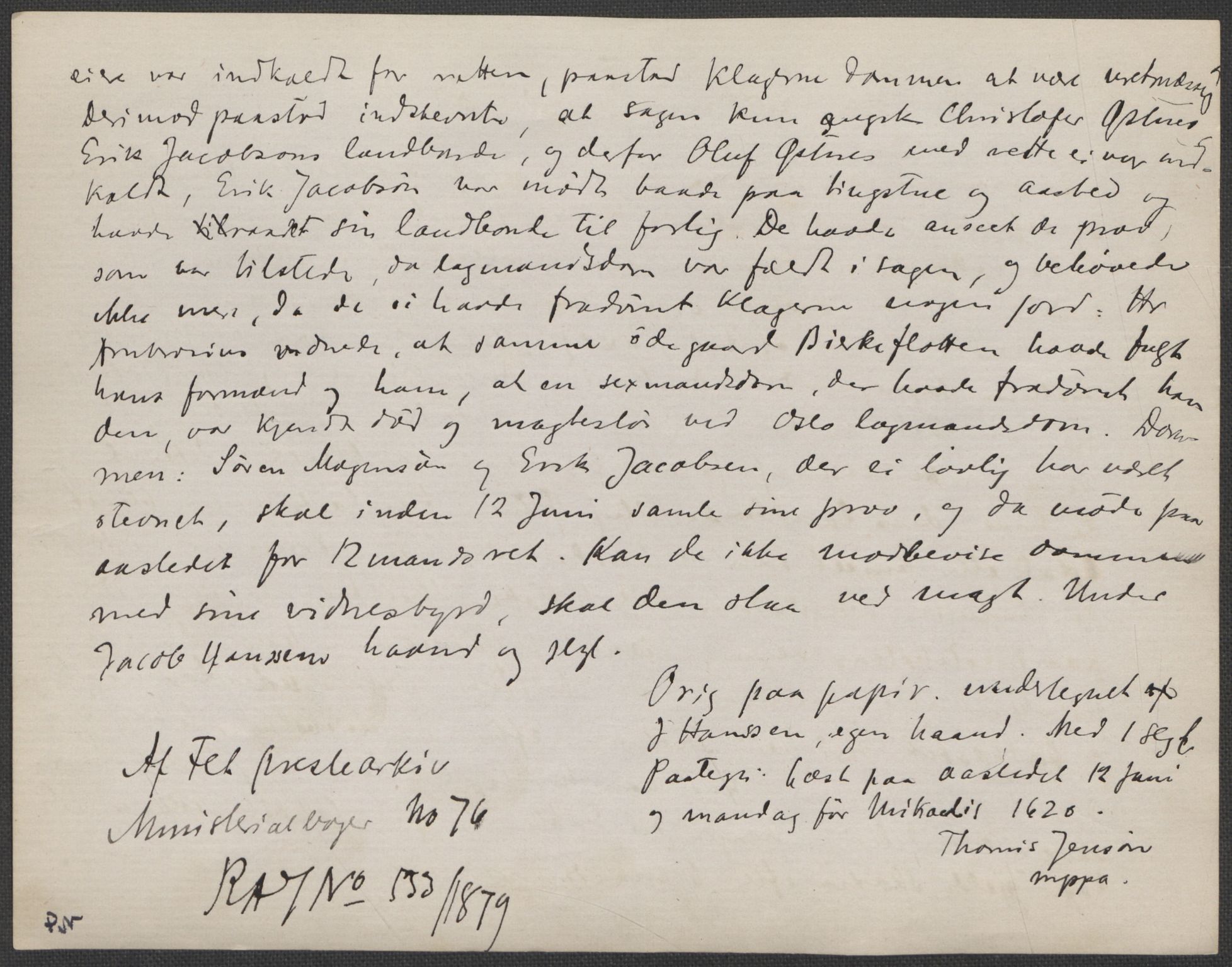 Riksarkivets diplomsamling, AV/RA-EA-5965/F15/L0009: Prestearkiv - Akershus, 1620-1738, s. 5