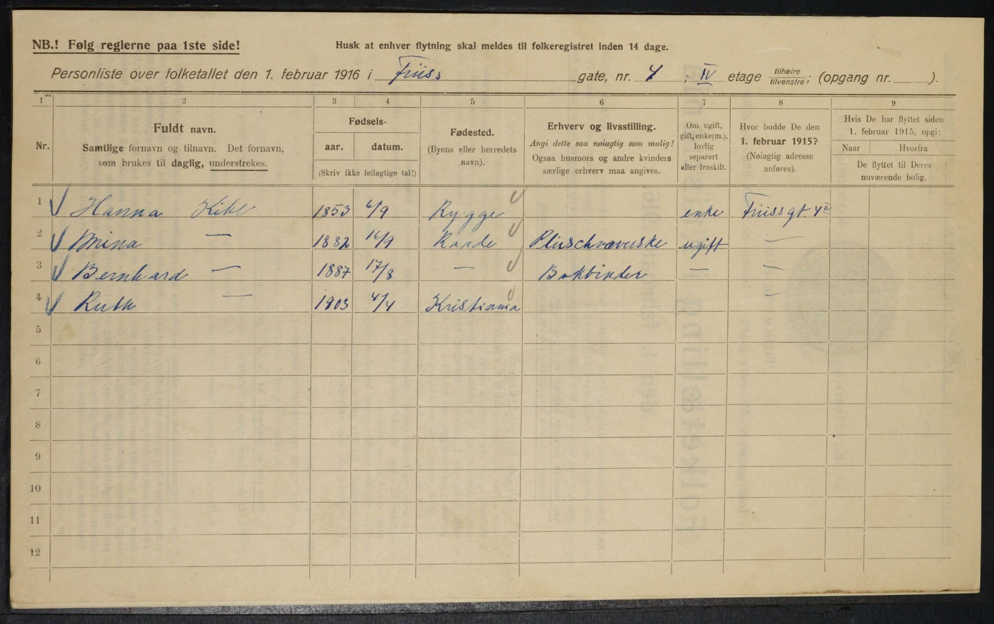 OBA, Kommunal folketelling 1.2.1916 for Kristiania, 1916, s. 27400