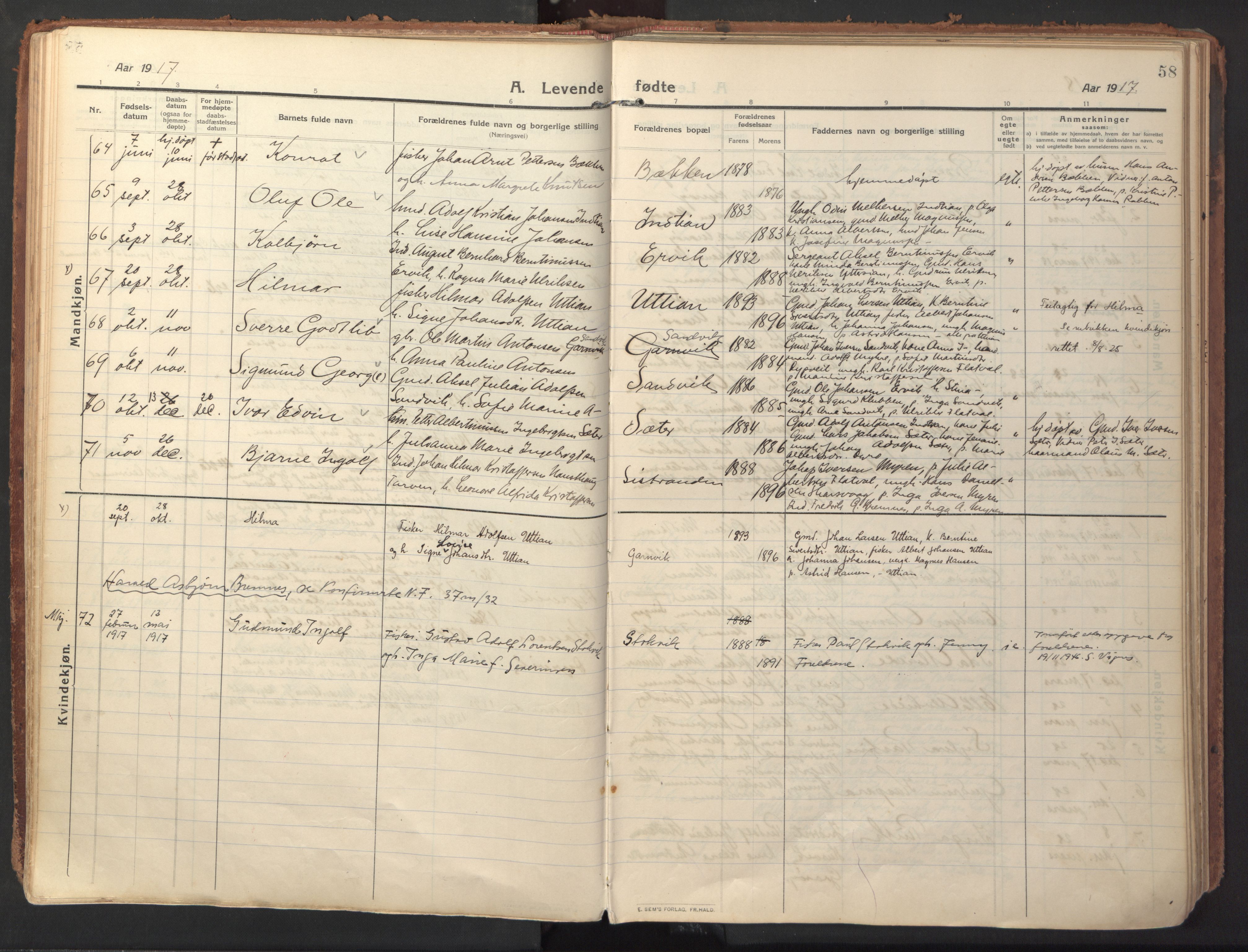 Ministerialprotokoller, klokkerbøker og fødselsregistre - Sør-Trøndelag, AV/SAT-A-1456/640/L0581: Ministerialbok nr. 640A06, 1910-1924, s. 58