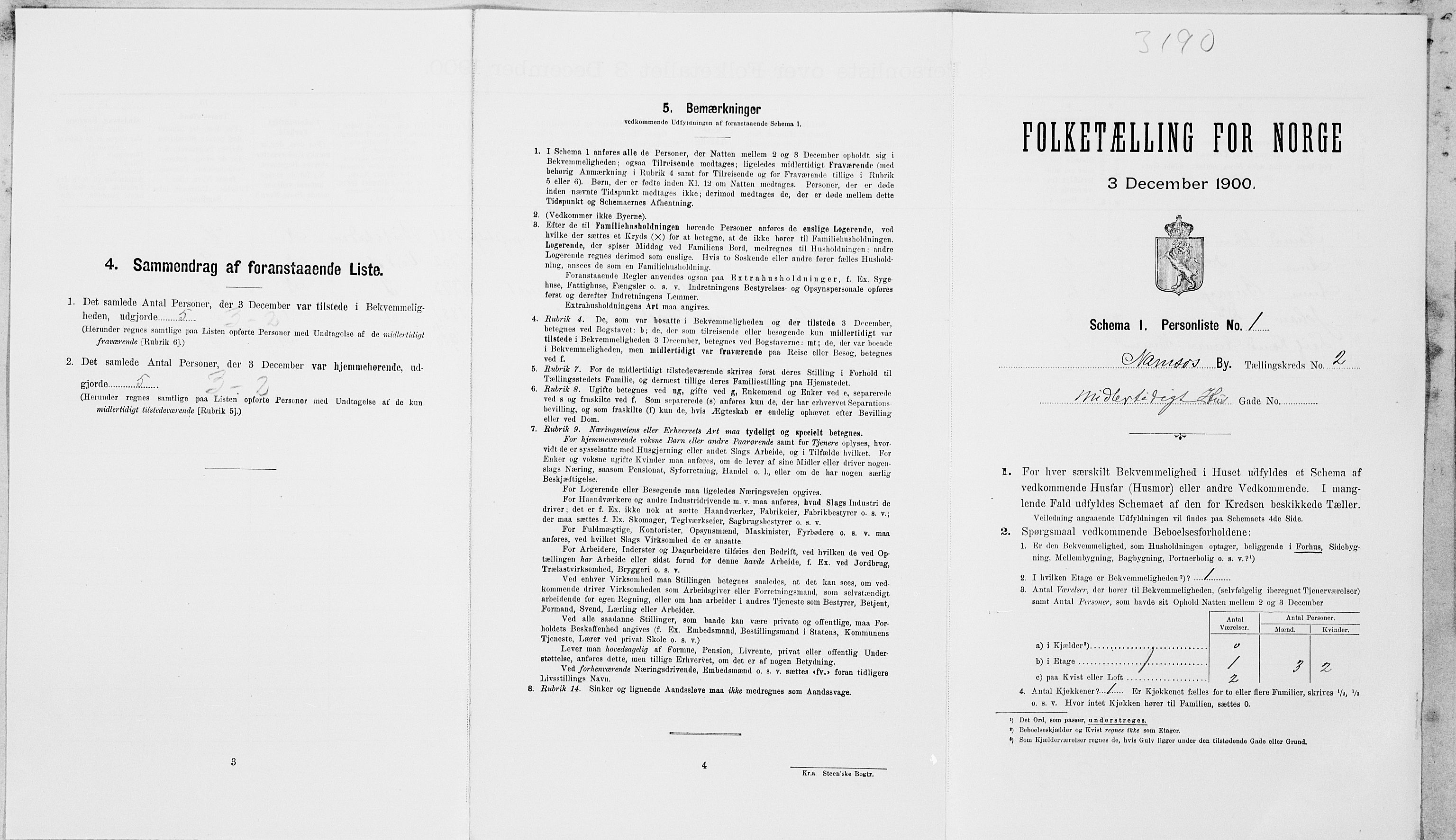 SAT, Folketelling 1900 for 1703 Namsos ladested, 1900, s. 540