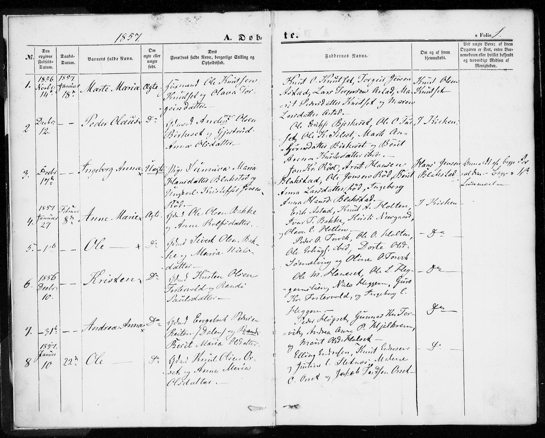 Ministerialprotokoller, klokkerbøker og fødselsregistre - Møre og Romsdal, AV/SAT-A-1454/584/L0965: Ministerialbok nr. 584A05, 1857-1868, s. 1