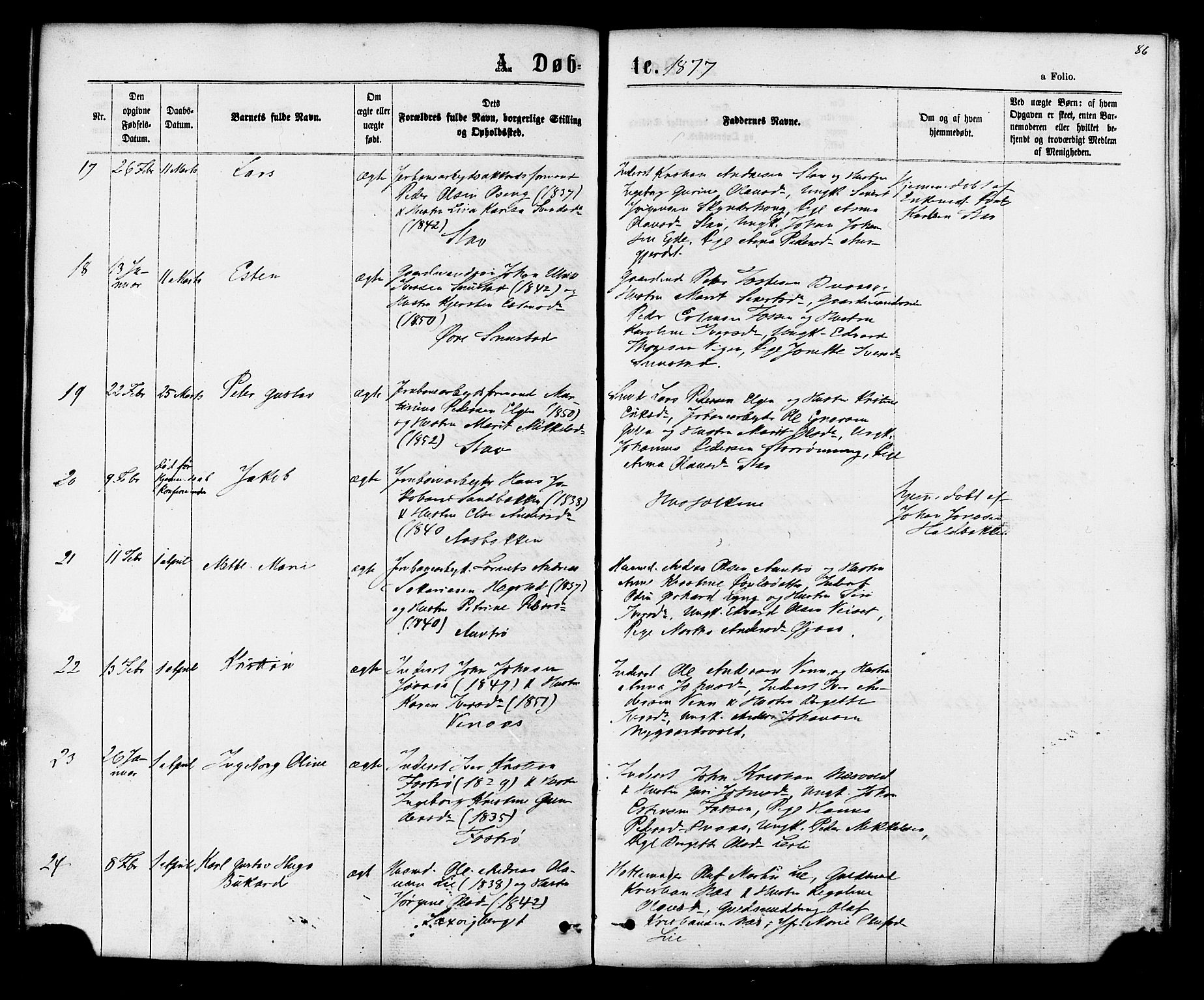 Ministerialprotokoller, klokkerbøker og fødselsregistre - Sør-Trøndelag, SAT/A-1456/616/L0409: Ministerialbok nr. 616A06, 1865-1877, s. 86