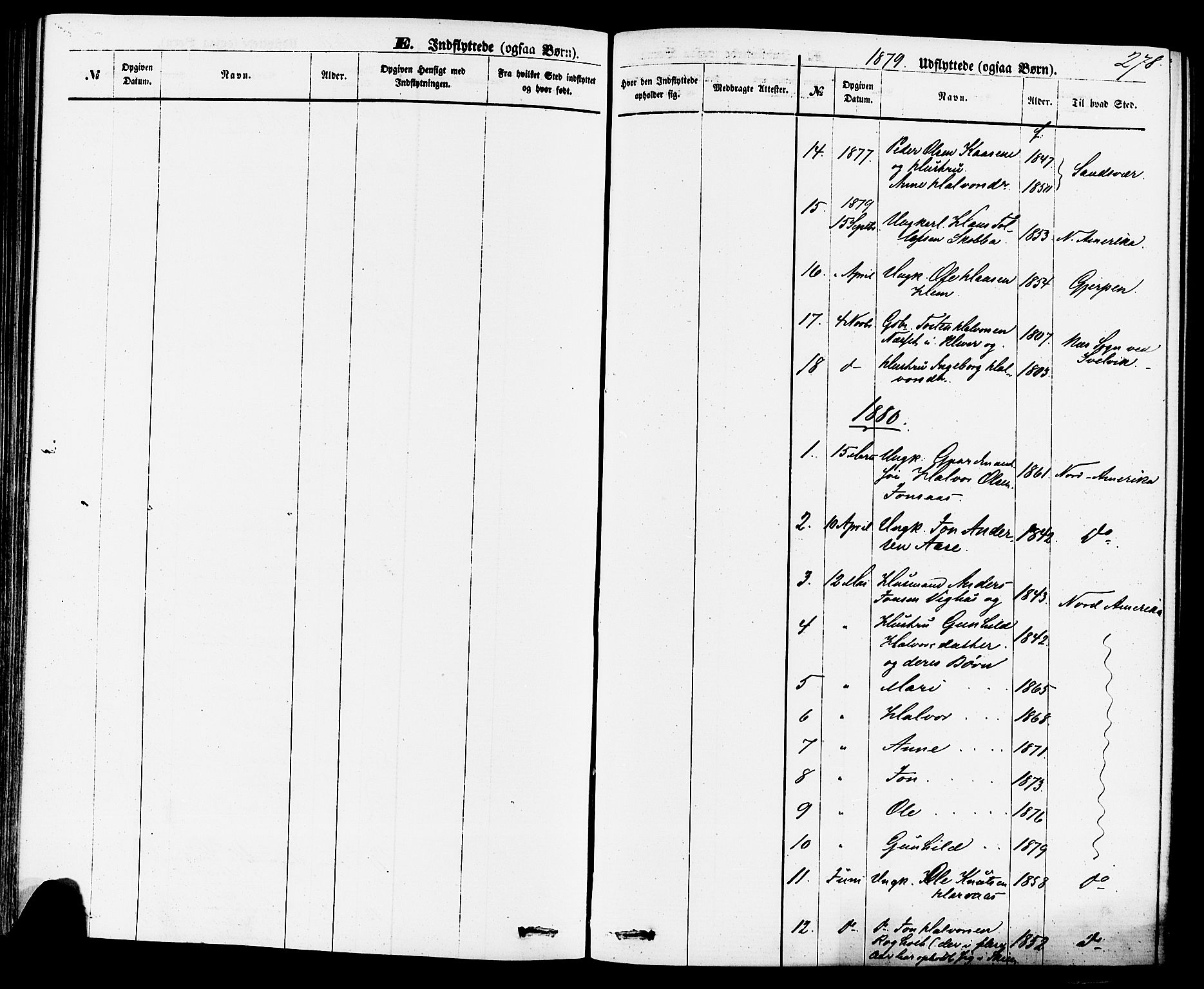 Sauherad kirkebøker, AV/SAKO-A-298/F/Fa/L0008: Ministerialbok nr. I 8, 1873-1886, s. 278
