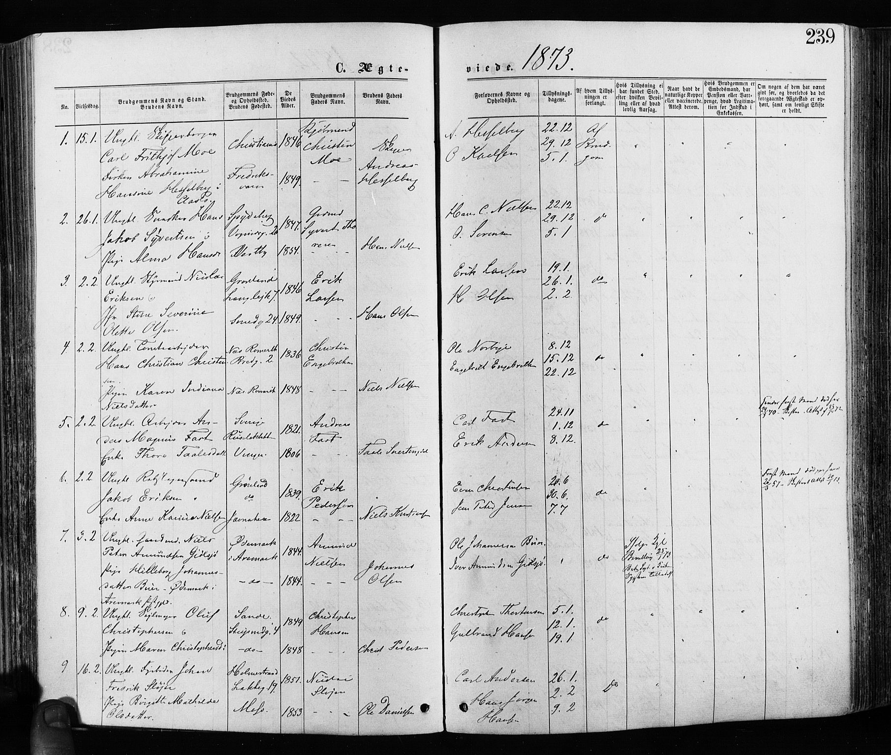 Grønland prestekontor Kirkebøker, AV/SAO-A-10848/F/Fa/L0005: Ministerialbok nr. 5, 1869-1880, s. 239
