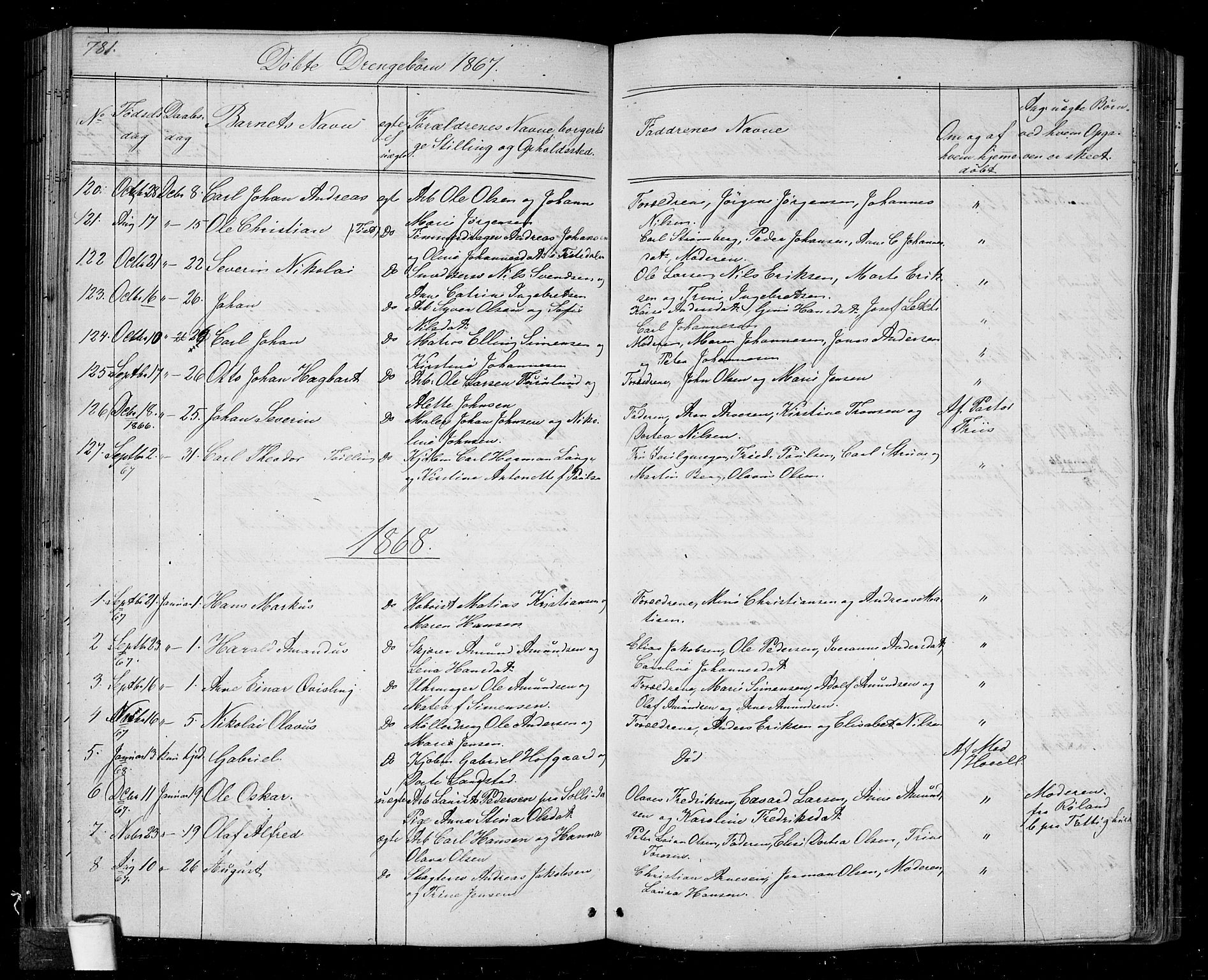 Halden prestekontor Kirkebøker, AV/SAO-A-10909/G/Ga/L0005b: Klokkerbok nr. 5B, 1864-1868, s. 781