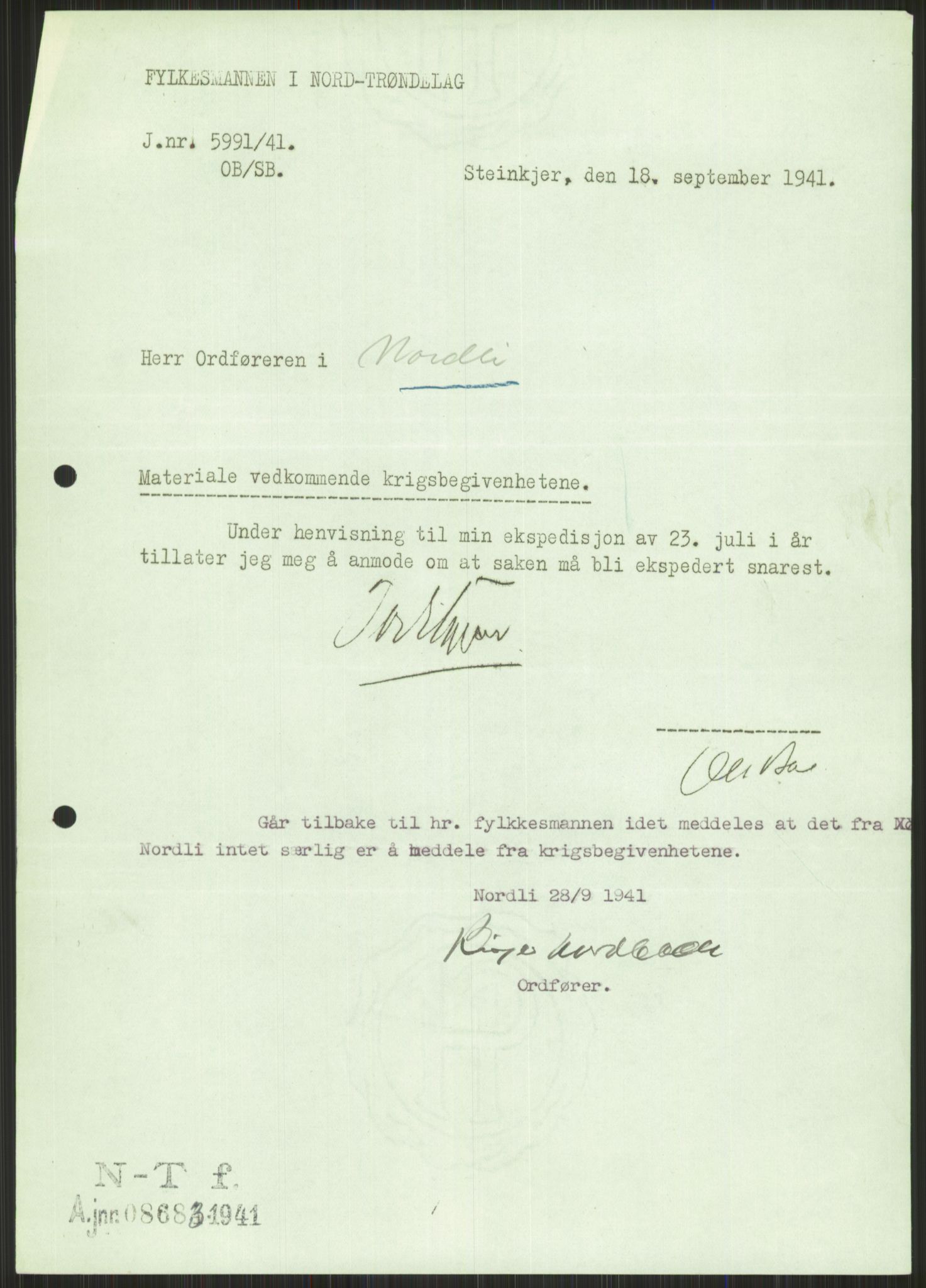 Forsvaret, Forsvarets krigshistoriske avdeling, RA/RAFA-2017/Y/Ya/L0016: II-C-11-31 - Fylkesmenn.  Rapporter om krigsbegivenhetene 1940., 1940, s. 524