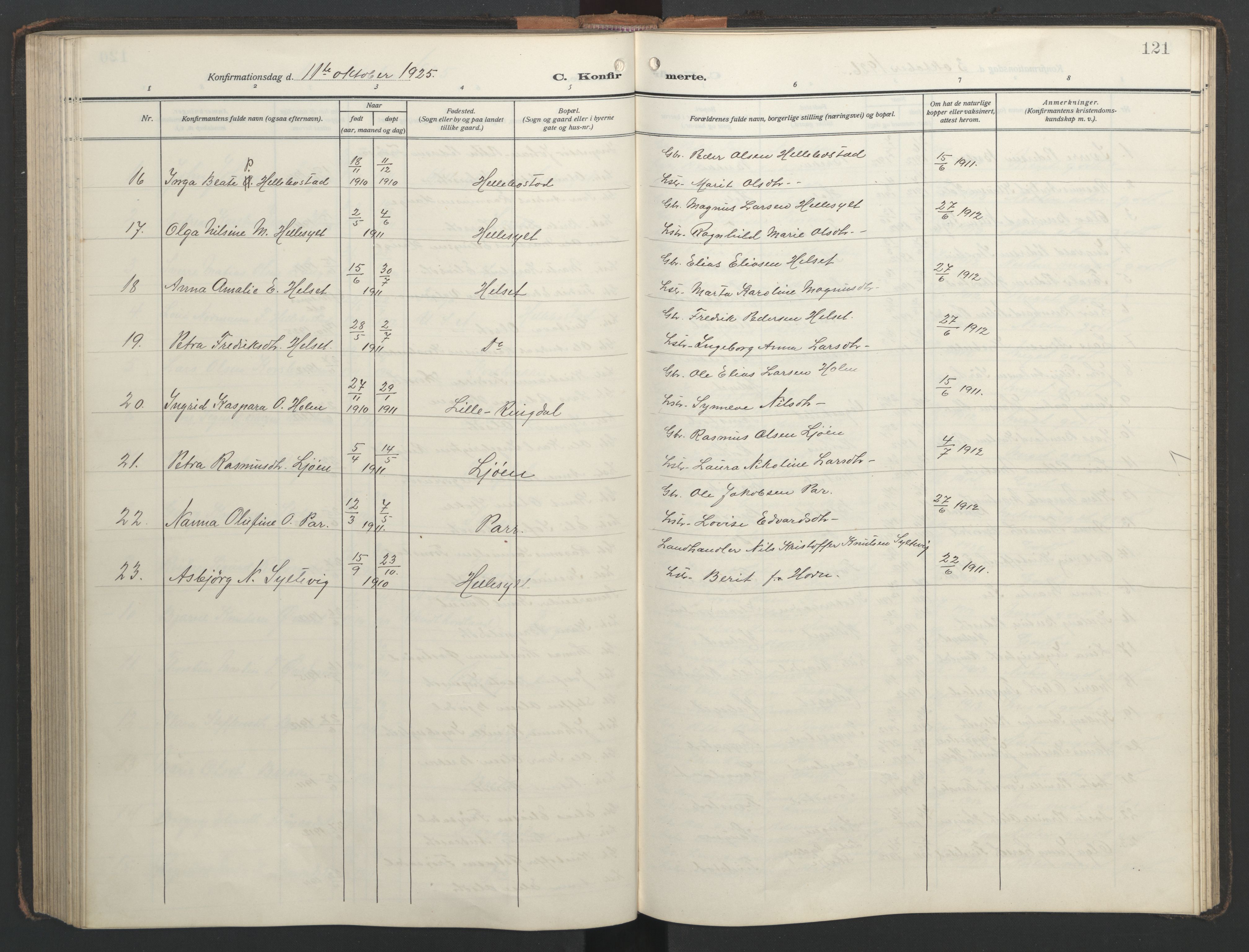 Ministerialprotokoller, klokkerbøker og fødselsregistre - Møre og Romsdal, AV/SAT-A-1454/517/L0232: Klokkerbok nr. 517C05, 1910-1946, s. 121