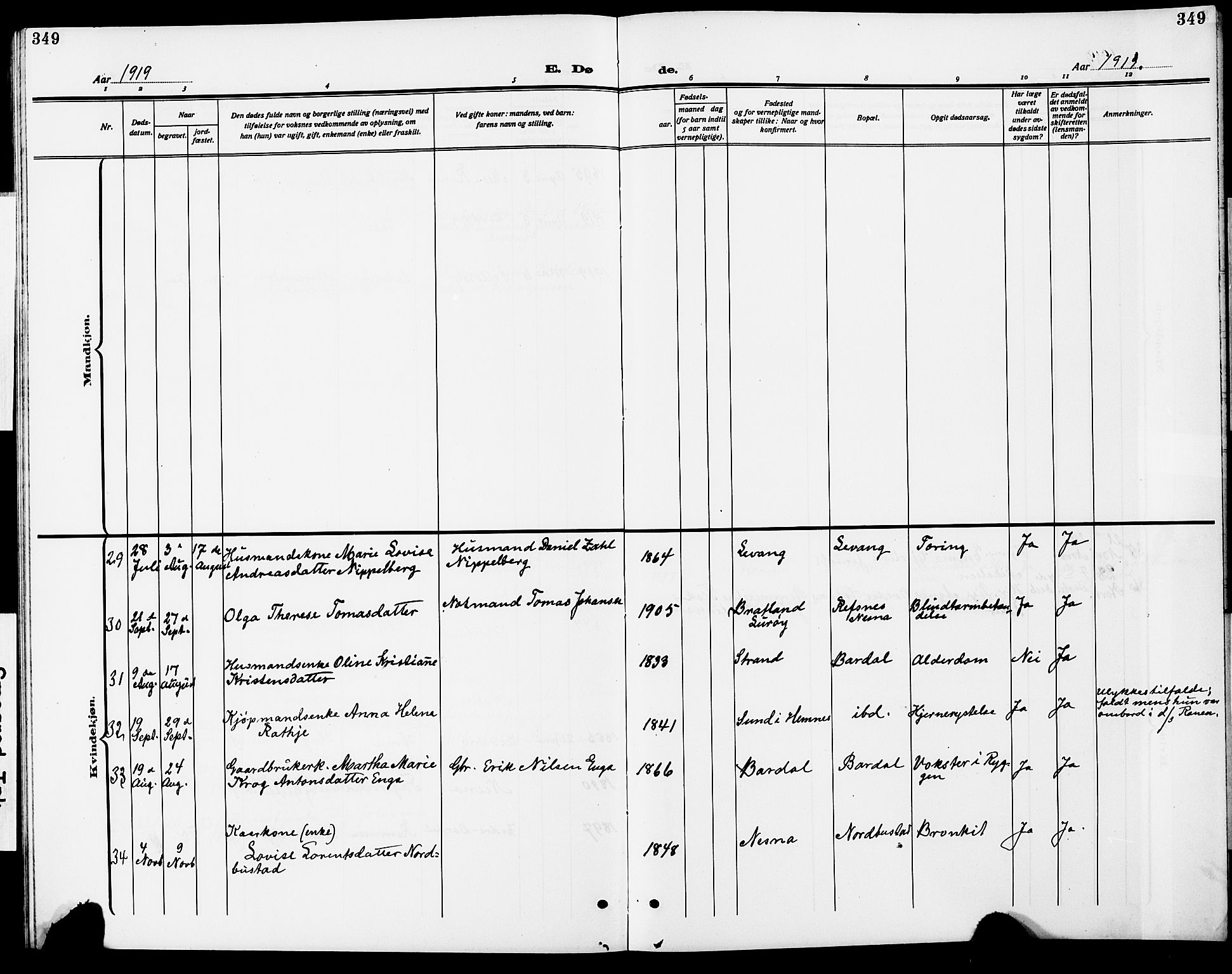 Ministerialprotokoller, klokkerbøker og fødselsregistre - Nordland, SAT/A-1459/838/L0560: Klokkerbok nr. 838C07, 1910-1928, s. 349